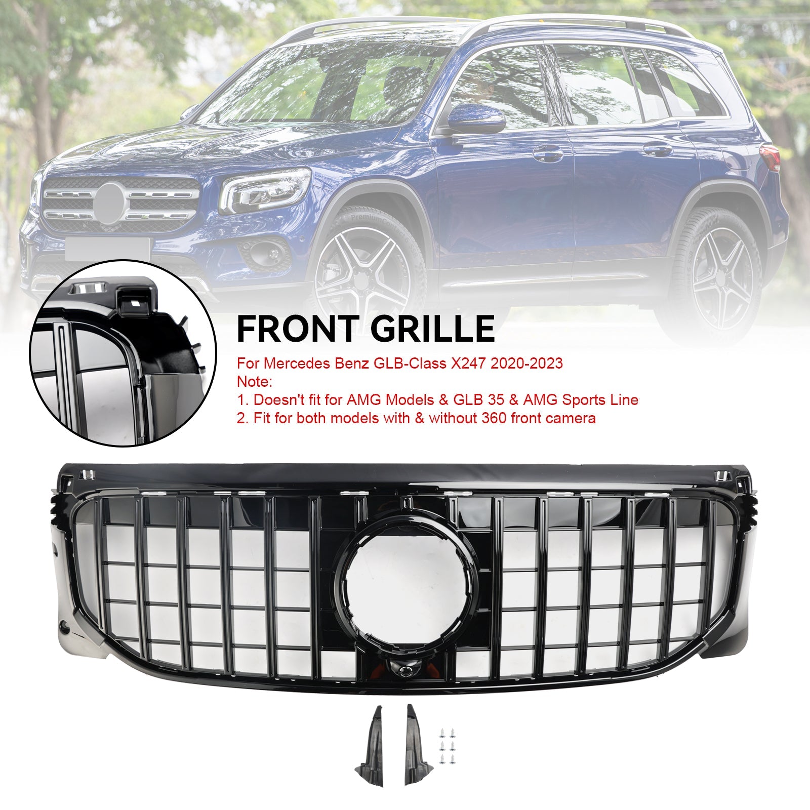Bright Black sprednji odbijač za Mercedes Benz GLB X247 2020-2023