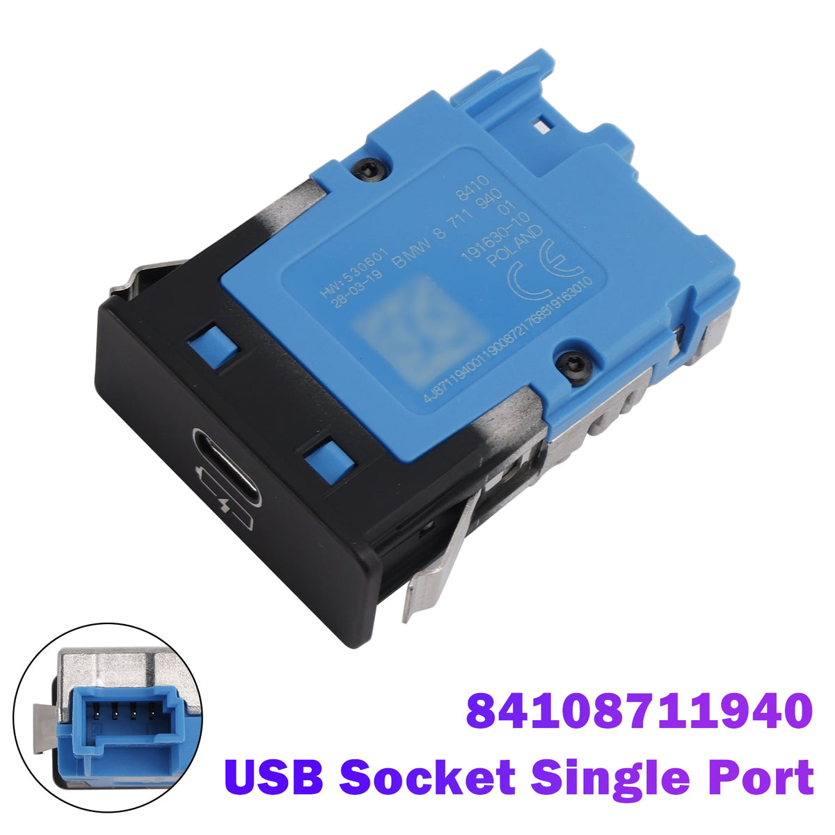 Prise USB à port unique pour BMW X1 X2 X3 X4 X5 X6 X7 M3 M4 Z4 84108711940
