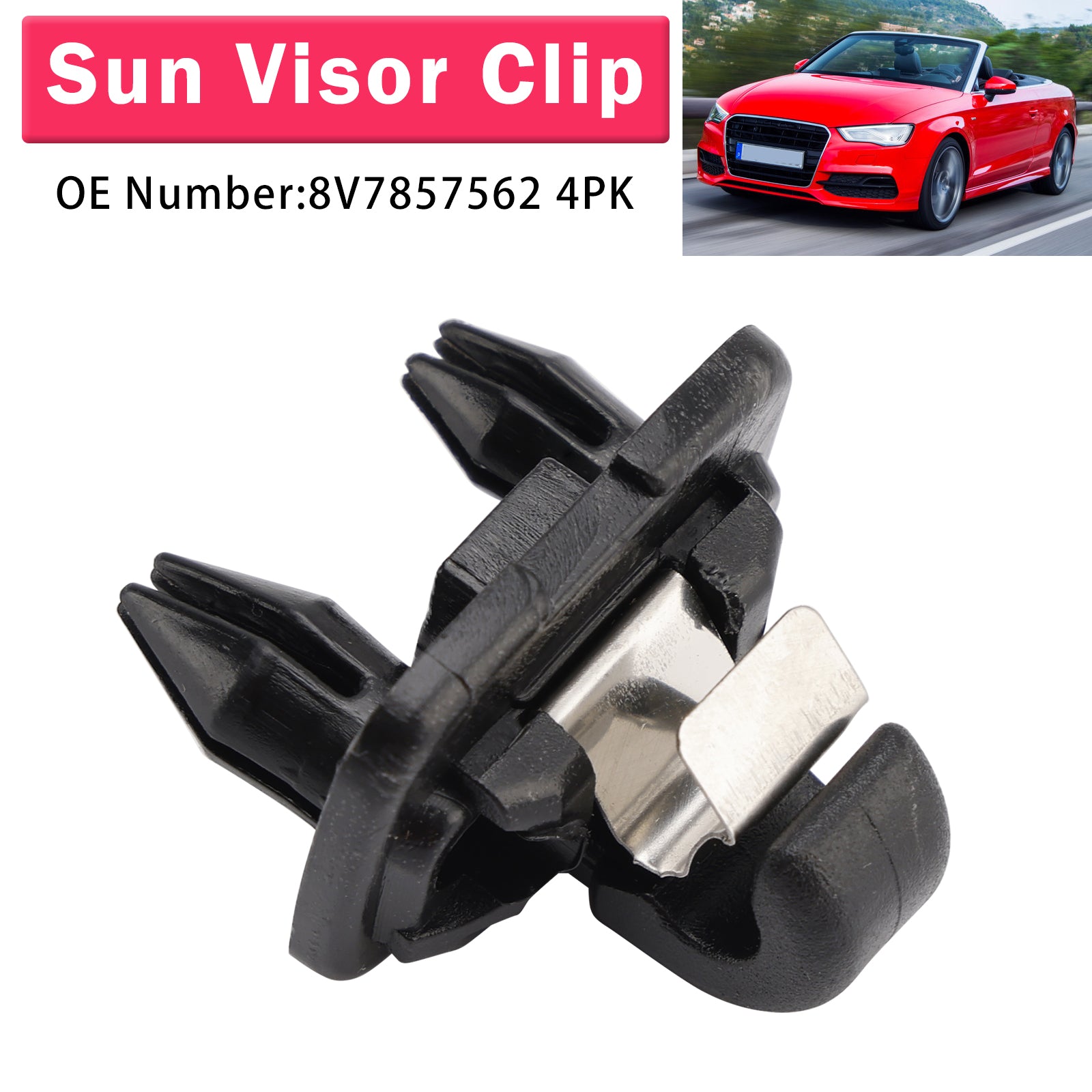Sun Visor Clip 8V7857562 4PK Pour Audi A3 A5 Cabriolet TT Roadster 2017-2019