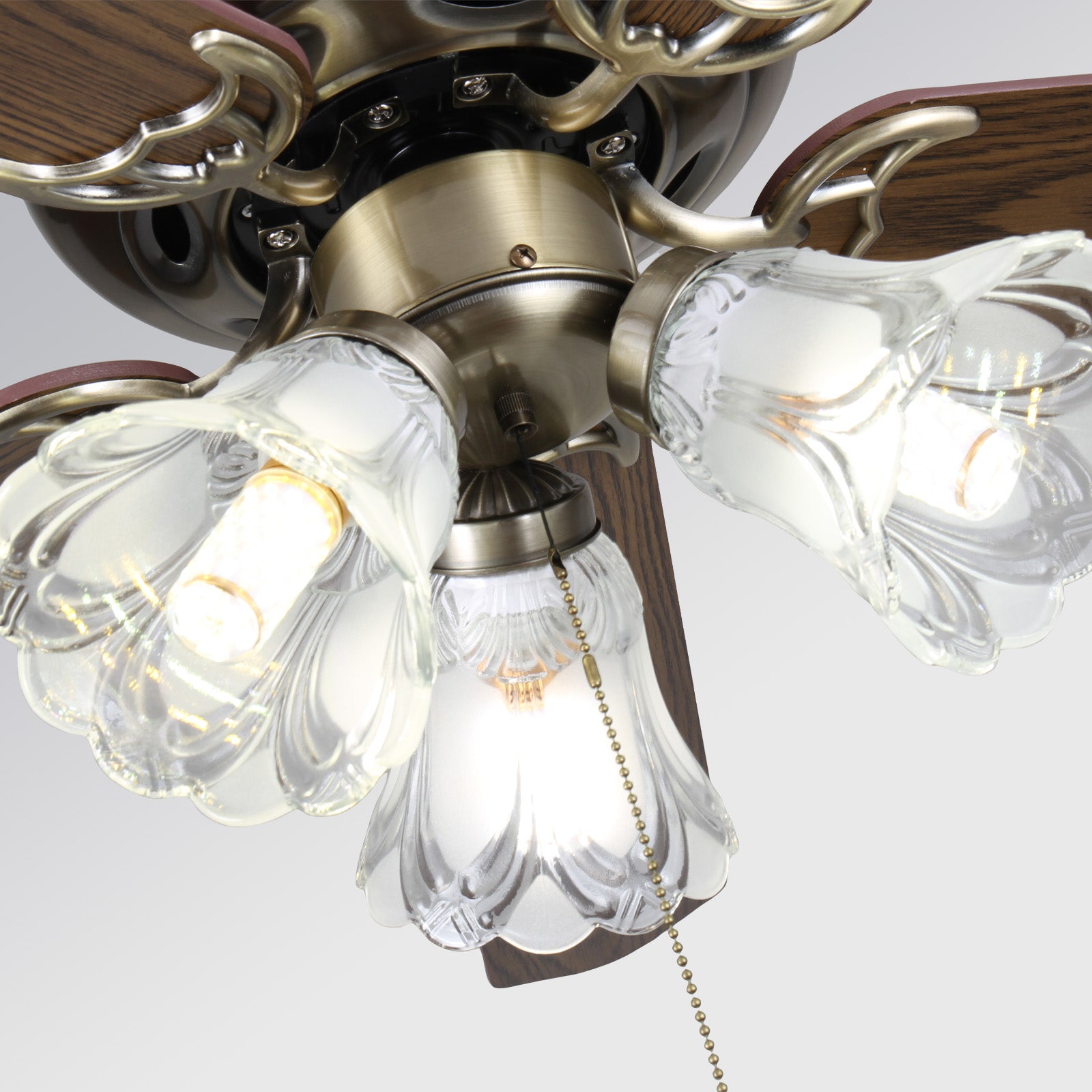 Ventilateur de Plafond Vintage 42" avec Éclairage – Télécommande, 6 Vitesses, Pales Réversibles, Bronze Antique et Noyer