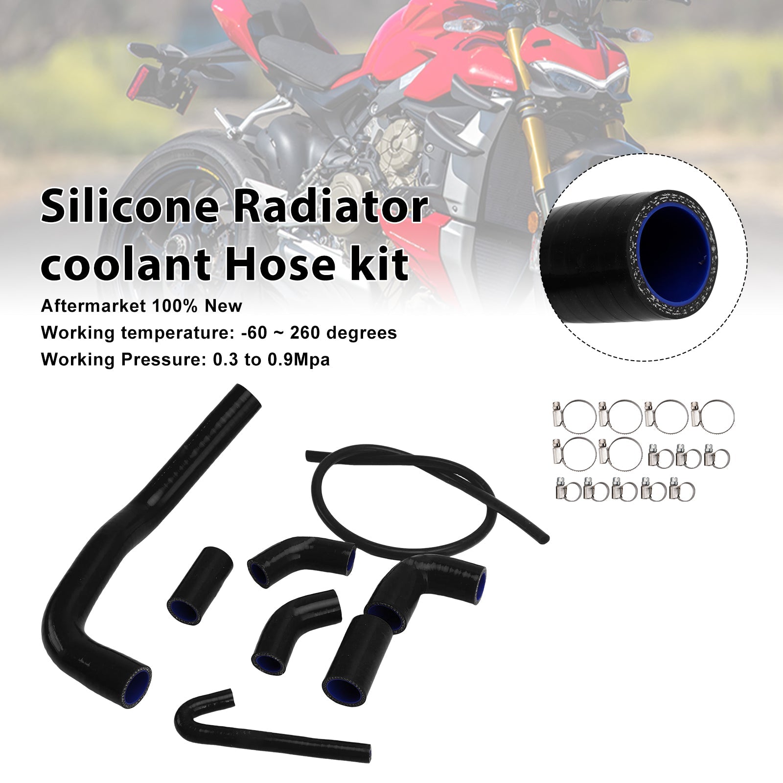 Durite de refroidissement en silicone pour radiateur Ducati Streetfighter V4 V4S (2020-2025)