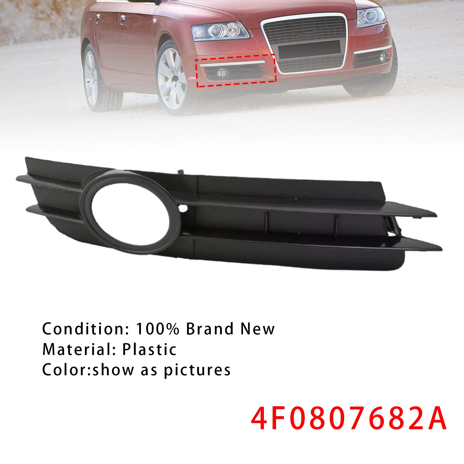 Grille de protection pour feu antibrouillard côté droit Audi A6 C6 2005-2008 4F0807682A