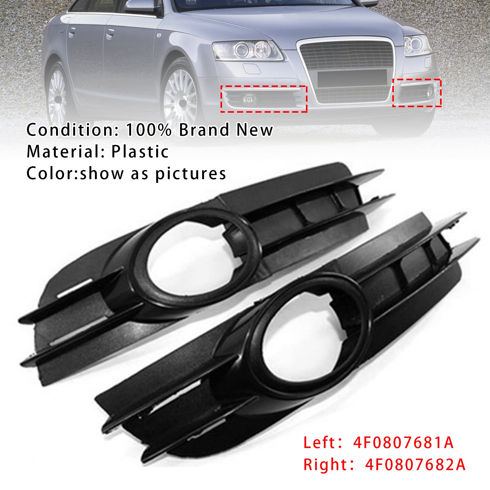 Paar mistlamproosters voor Audi A6 C6 2005-2008 (4F0807681A en 4F0807682A)