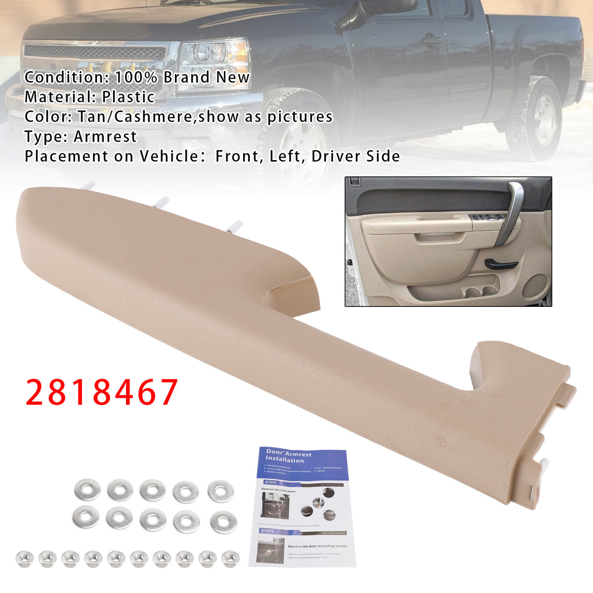 Vasen etukäsinojan korjaussarja, yhteensopiva Chevy Silverado 1500 2500HD 3500HD 10-2014 kanssa