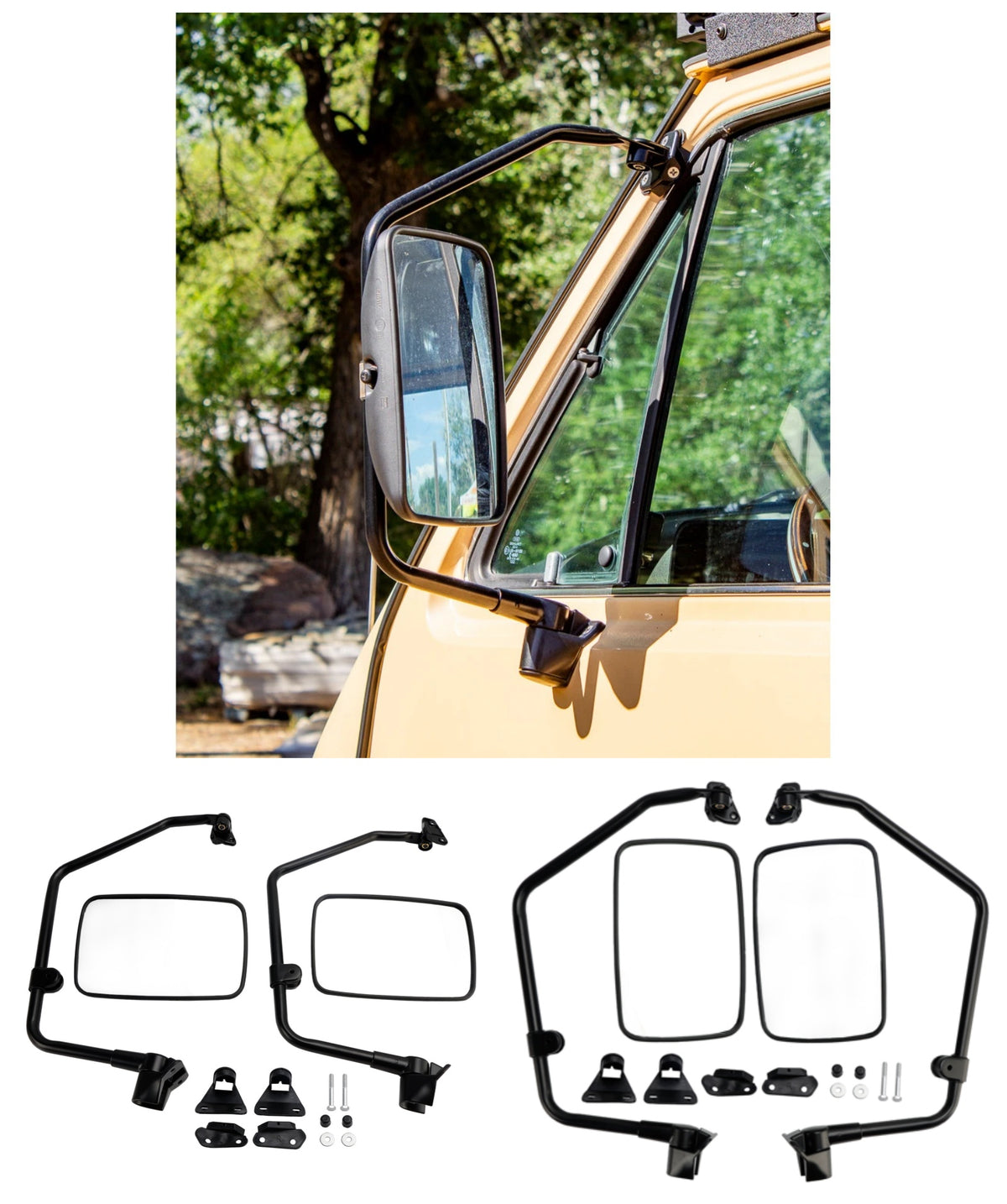 Complete spiegelset voor VW Vanagon - links en rechts - compatibel 1980, 1981, 1982, 1983, 1984, 1985, 1986, 1987, 1988, 1989, 1990, 1991