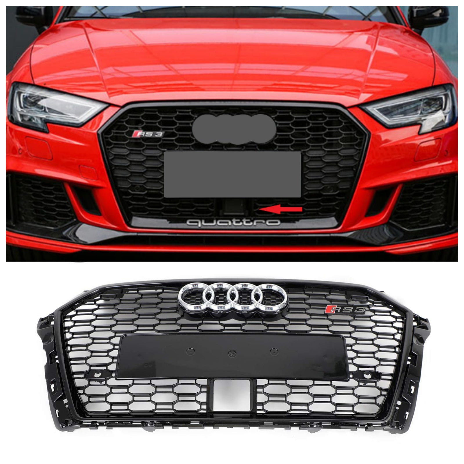 Audi A3 S3 2017-2019 avec calandre noire brillante Meilleur refroidissement et style