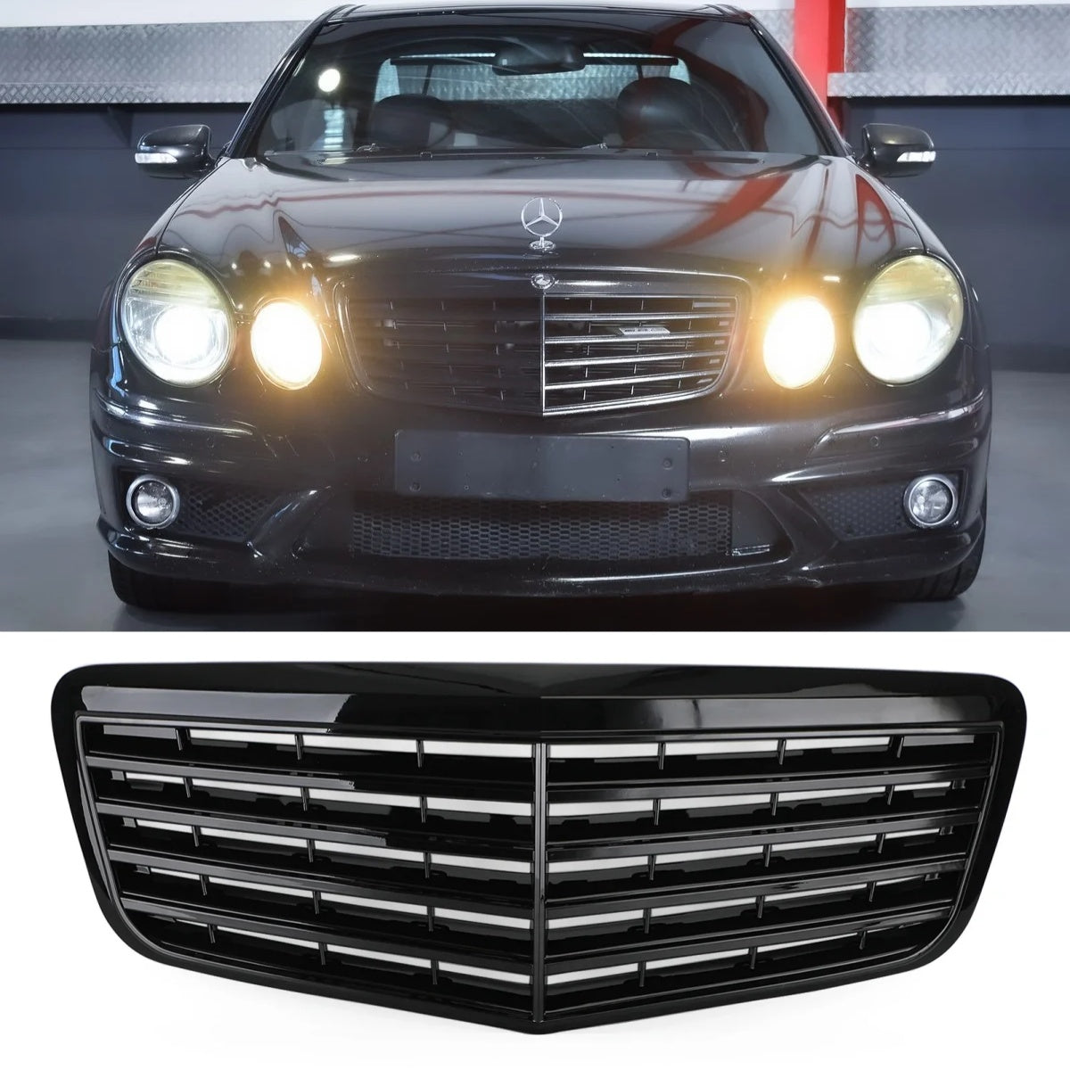 2007 Mercedes Benz W211 E350 500 Grille de pare-chocs avant AMG Noir brillant