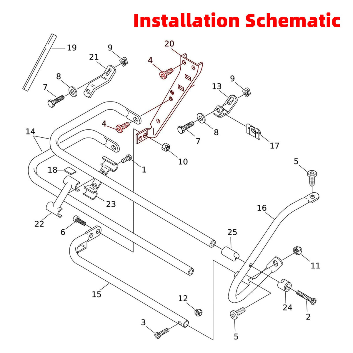 Paire de supports de rails de sacoches 90718-79C pour Touring Road Glide Flt 85-08