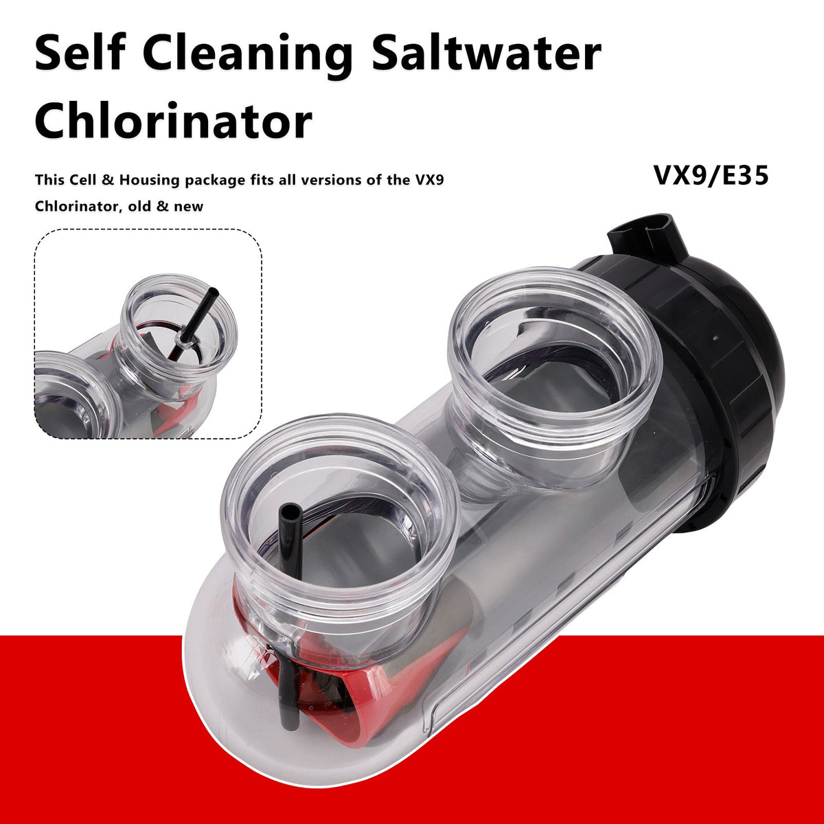 Vervangingscel voor zoutwaterchlorinator met behuizing voor Astral/Hurlcon VX9/E35