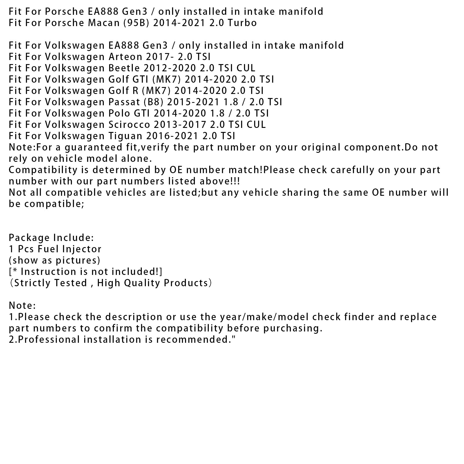 1x Polttoainesuutin VW Golf GTI R Audi A3 S3 2.0 CJX CHH 0280158360