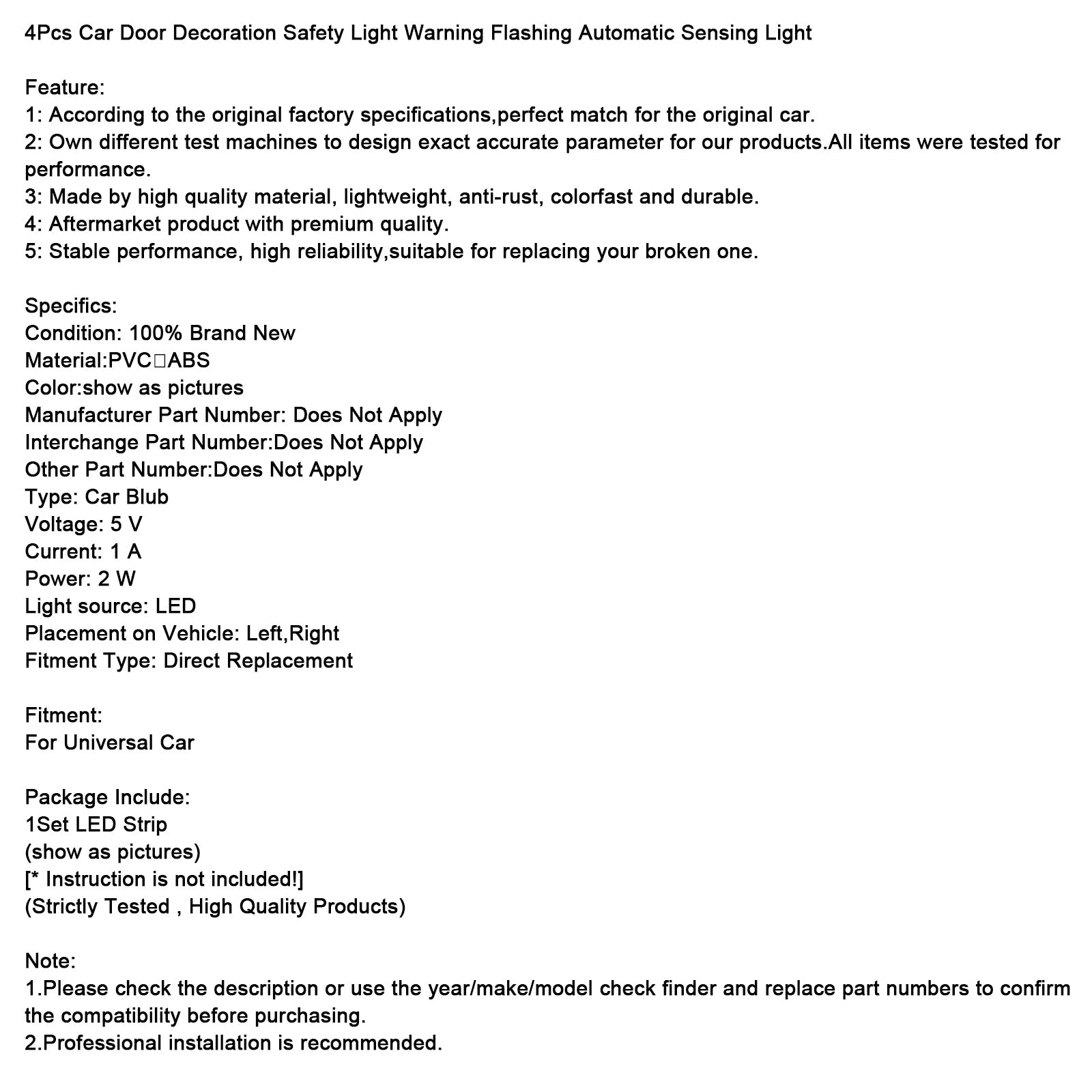 Lot de 4 feux de sécurité pour portière de voiture, clignotants, à détection automatique