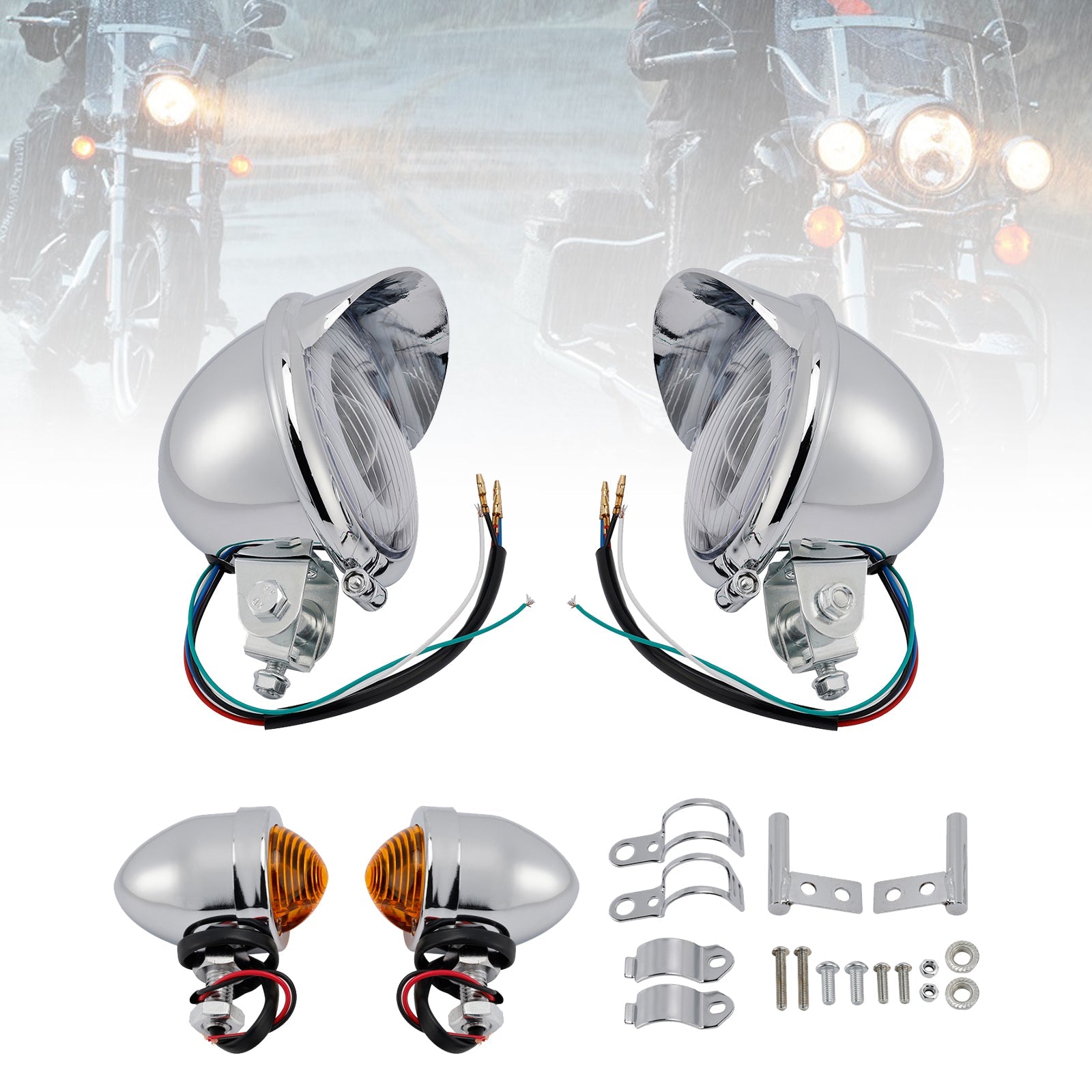 Gepersonaliseerd verchroomd chroom mist licht, compatibel met racer-, bobber- en chopper -modellen, N ° D17