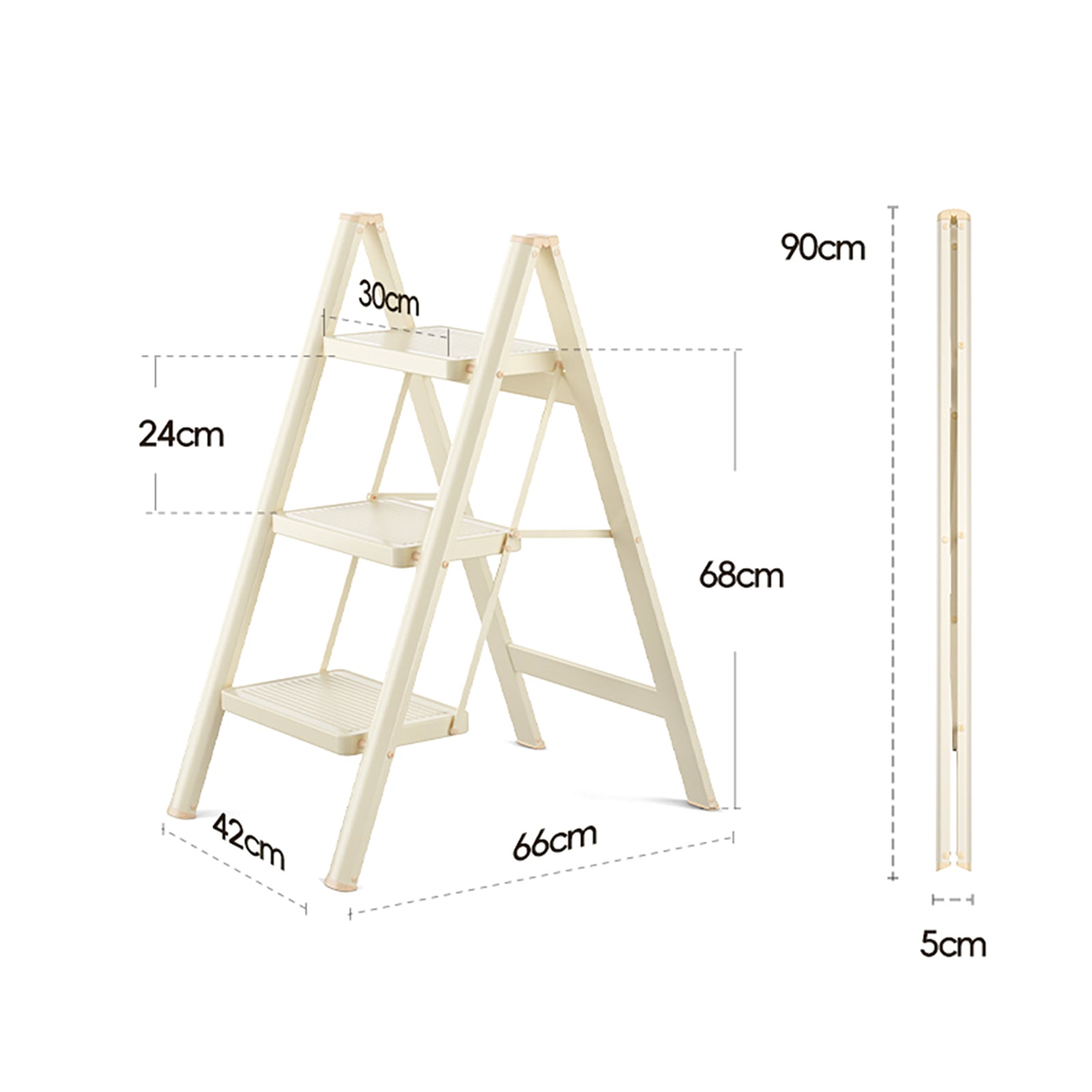 Escabeau, 3 niveaux, pliable, aluminium, échelle, capacité de charge 330,7 lb