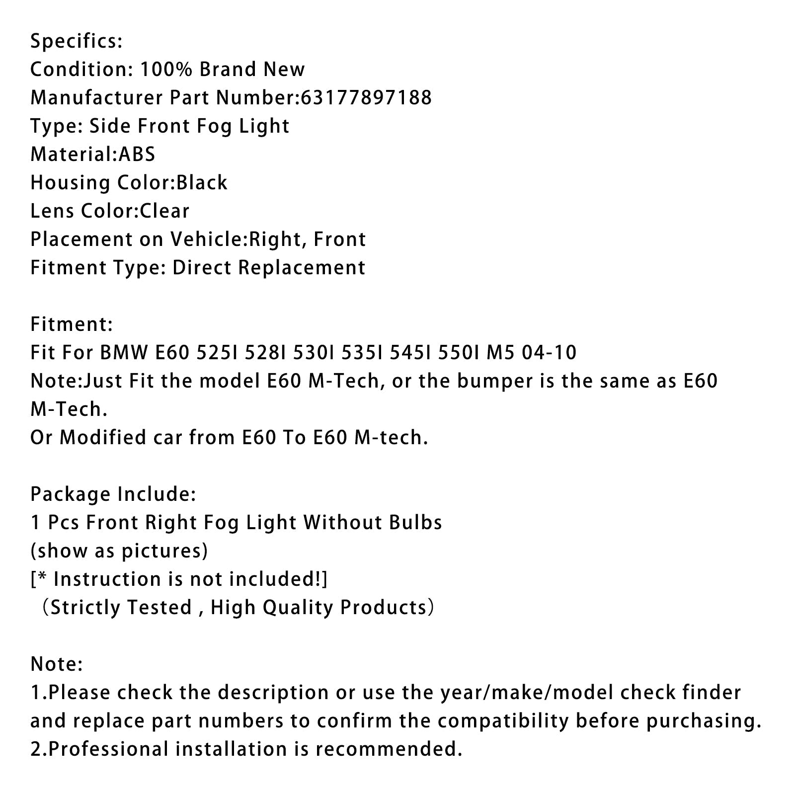 Lekkie anty-Undercarrow późno 63177897188 dla BMW E60 525I 528I 530I 535I 545I M5 2004-2010