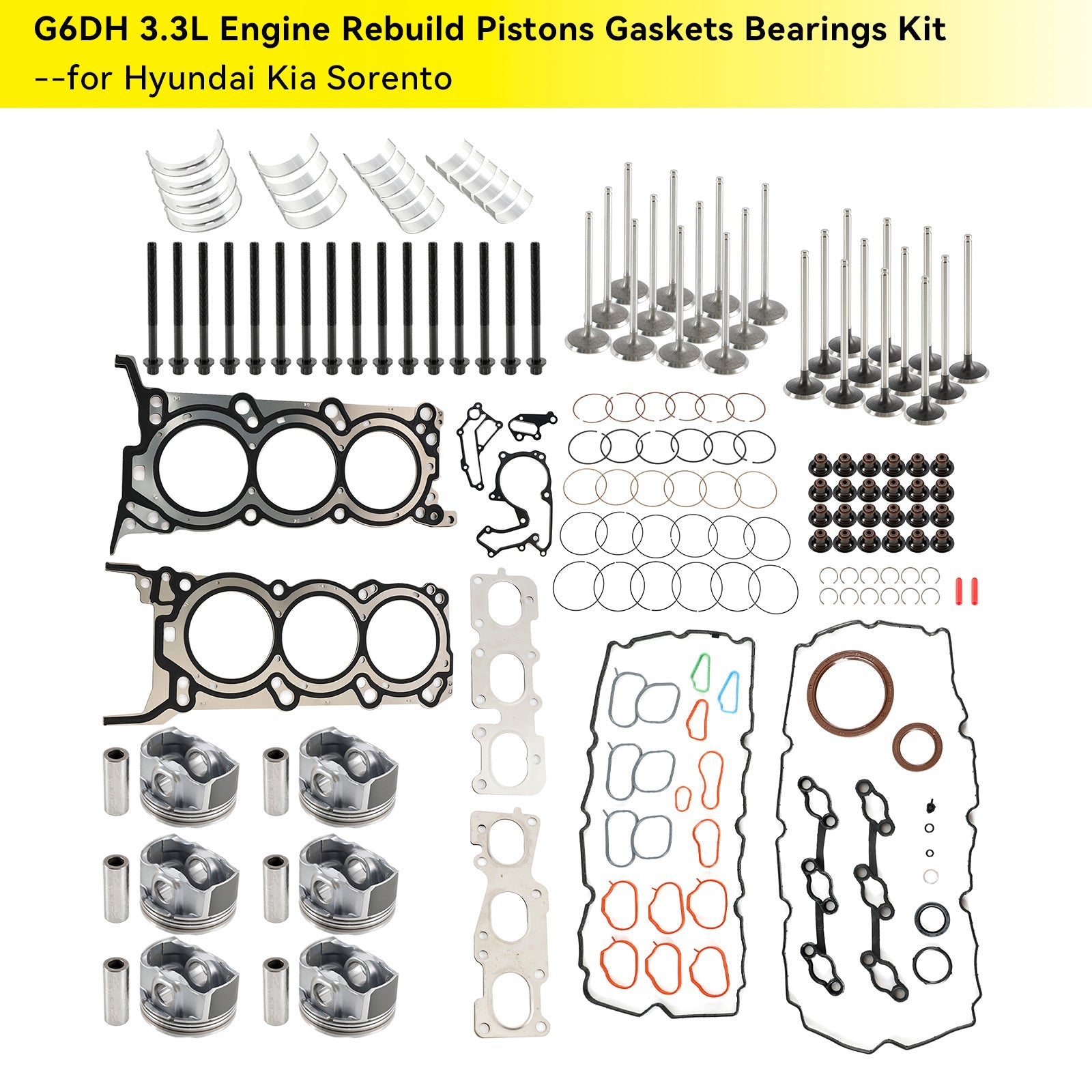 Kit de pistons, joints et roulements pour moteur Hyundai Azera 3.3L G6DH 3.3L 2013-2017 209103CP00