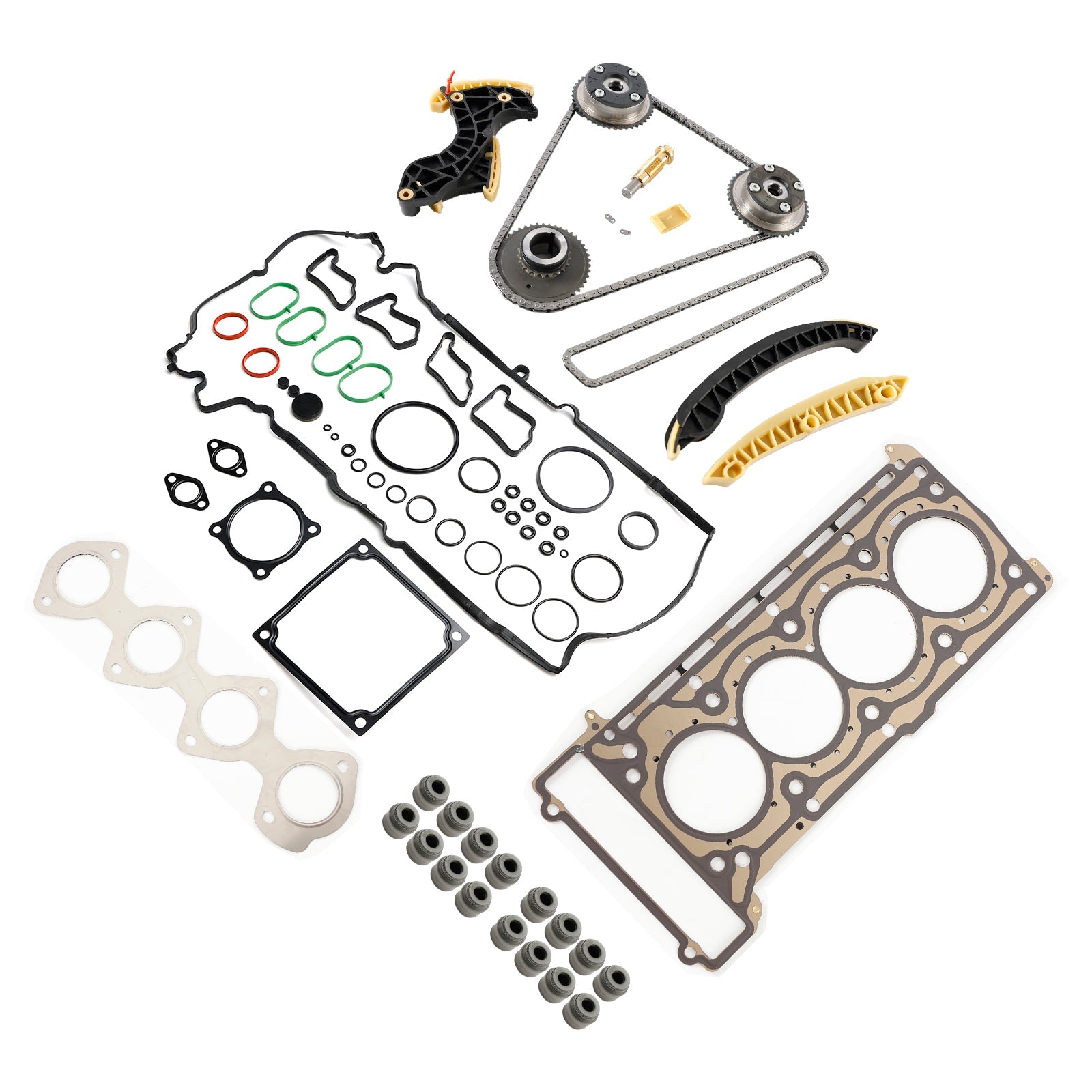 2003/07-2007/08 Mercedes-Benz Classe C T-Model S203 C 200 CGI Kompressor Kit de chaîne de distribution et engrenages d'arbre à cames et jeu de joints de culasse 2710500647