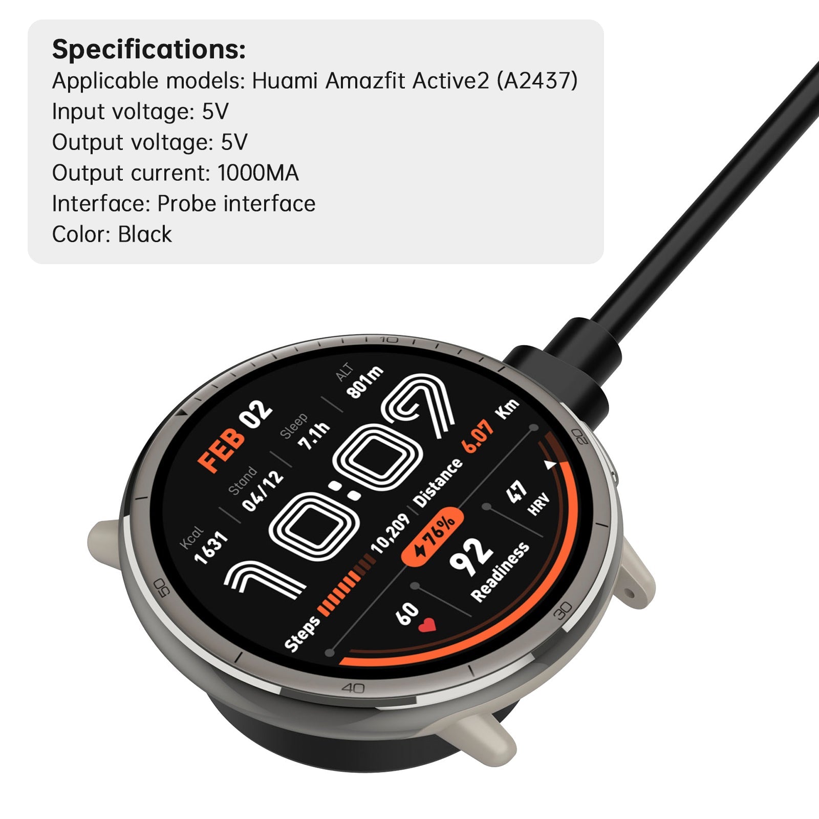 Carga de reemplazo portátil para el reloj Huamit Amazfit Active2 (A2437)