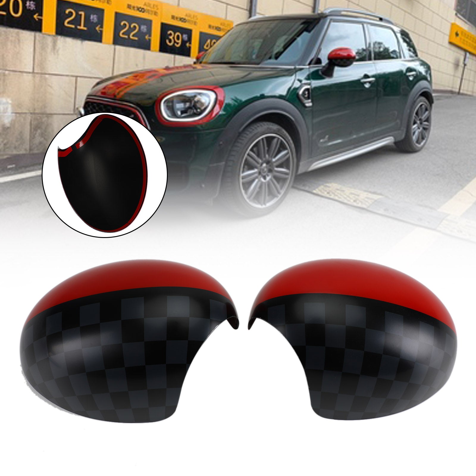 L&H Cubiertas para espejos retrovisores laterales compatibles con MINI Cooper R55 R56 R57 R58 R60 R61 con espejo retrovisor eléctrico plegable
