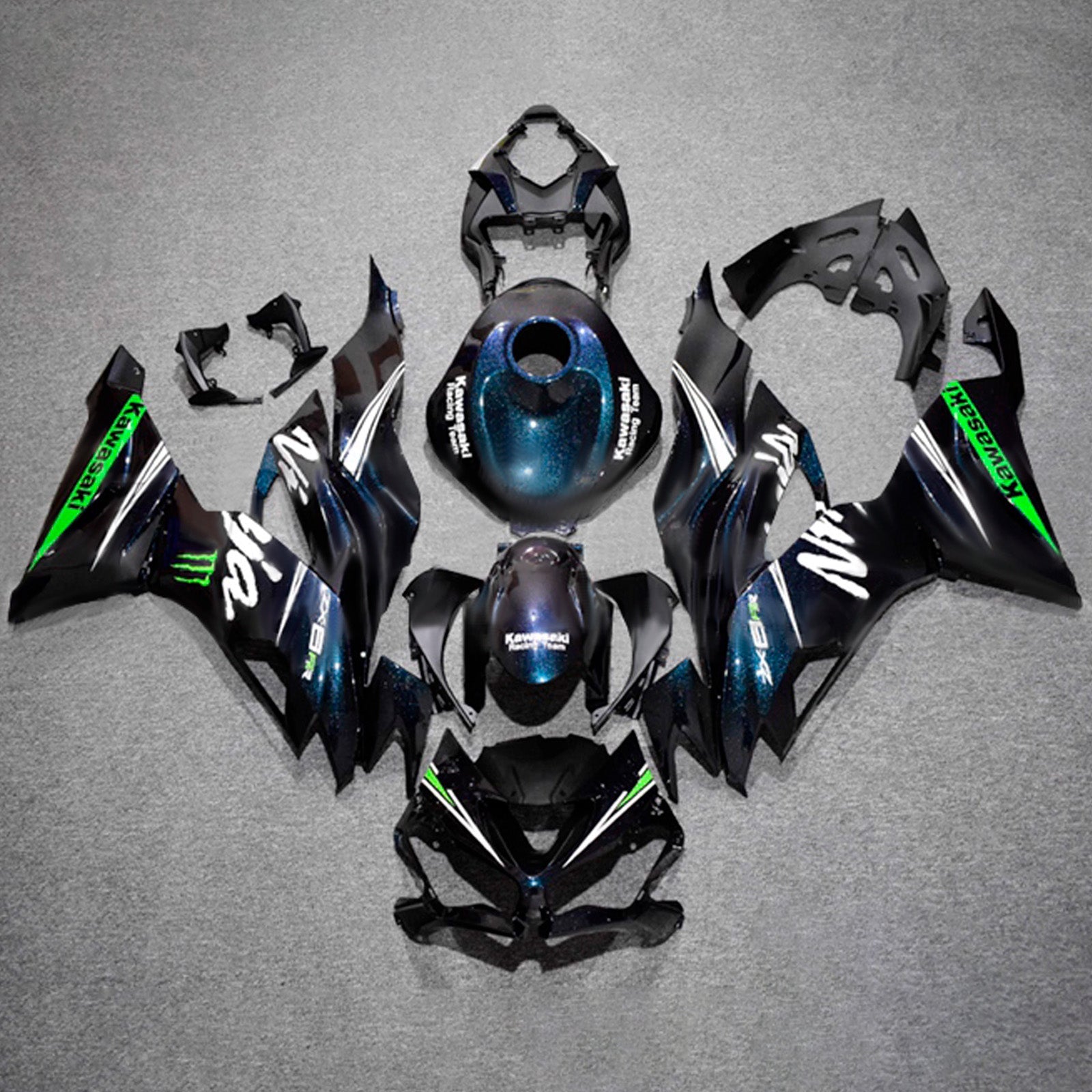 ABS-muovinen ruiskutettu suojasarja, yhteensopiva Kawasaki ZX6R 2019-2023 kanssa