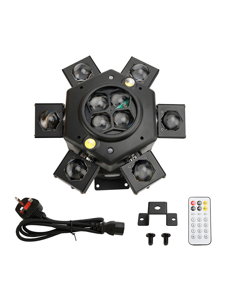 Lumière Stroboscopique À Tête Mobile 10 LED RGBW Éclairage Scène Laser DMX Disco