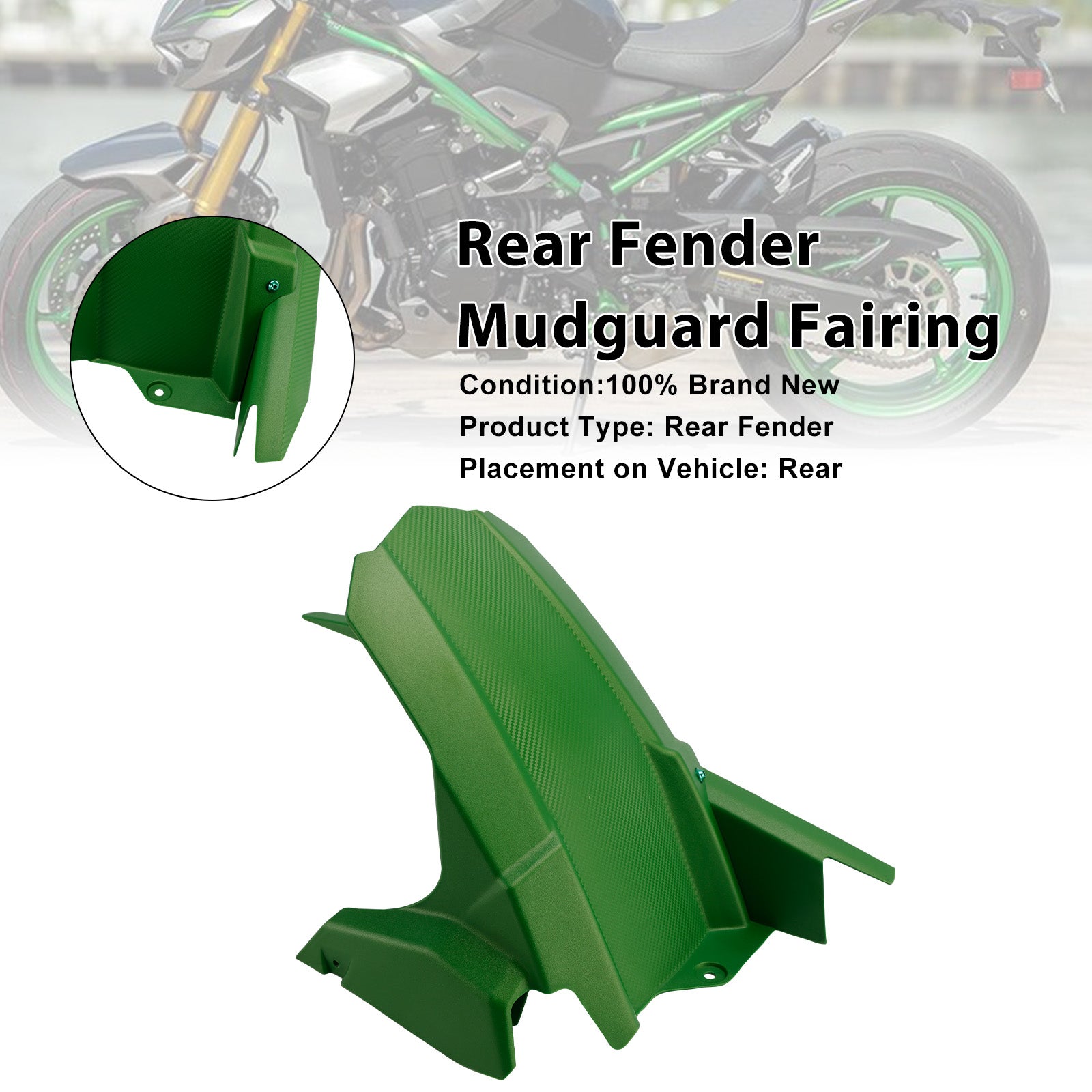 Carenatura parafango posteriore verde Kawasaki Z900 2017-2025