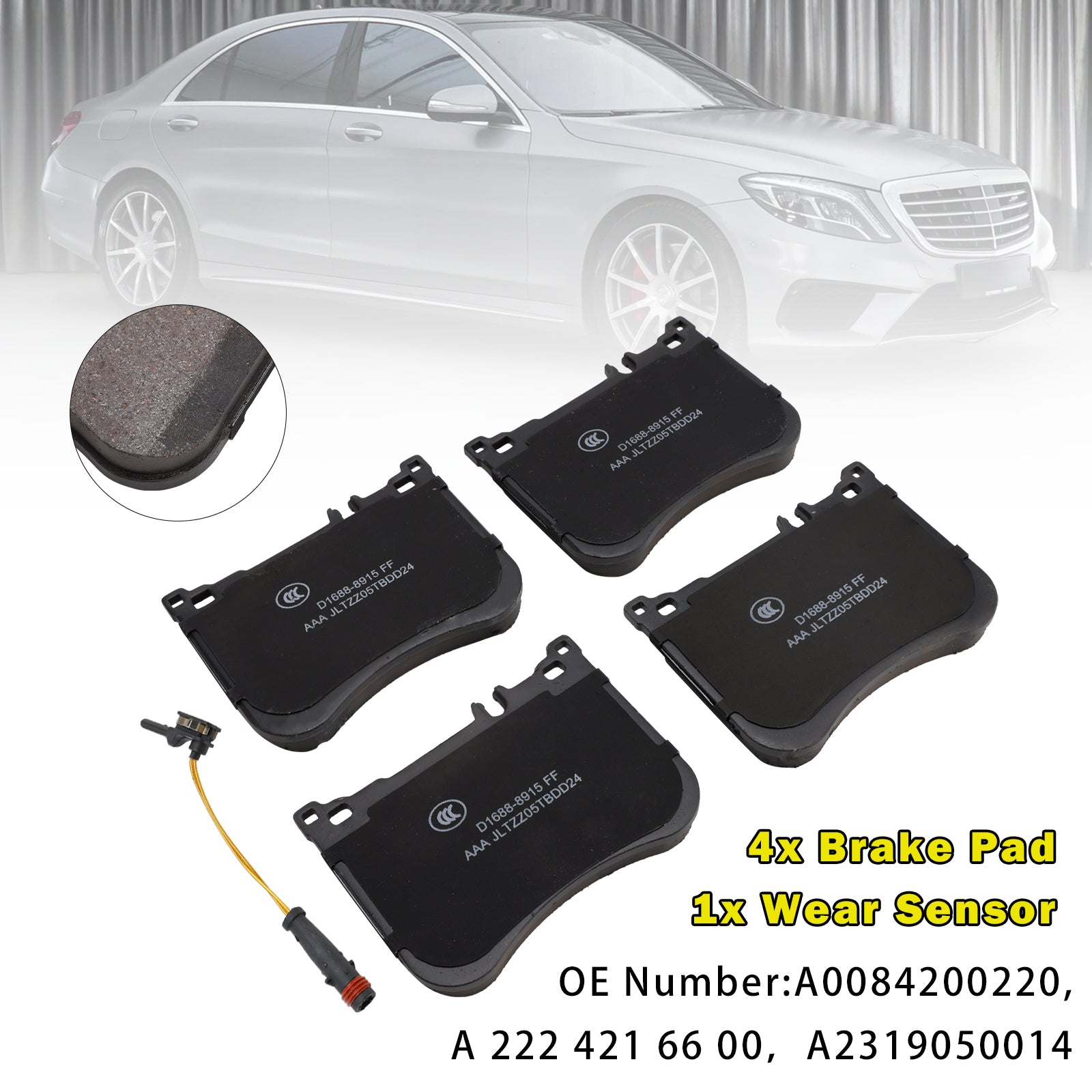 Plaquettes de frein avant avec capteur d'usure pour Mercedes-Benz Classe S W222 AMG Lines (sauf S500 et S63) A0084200220