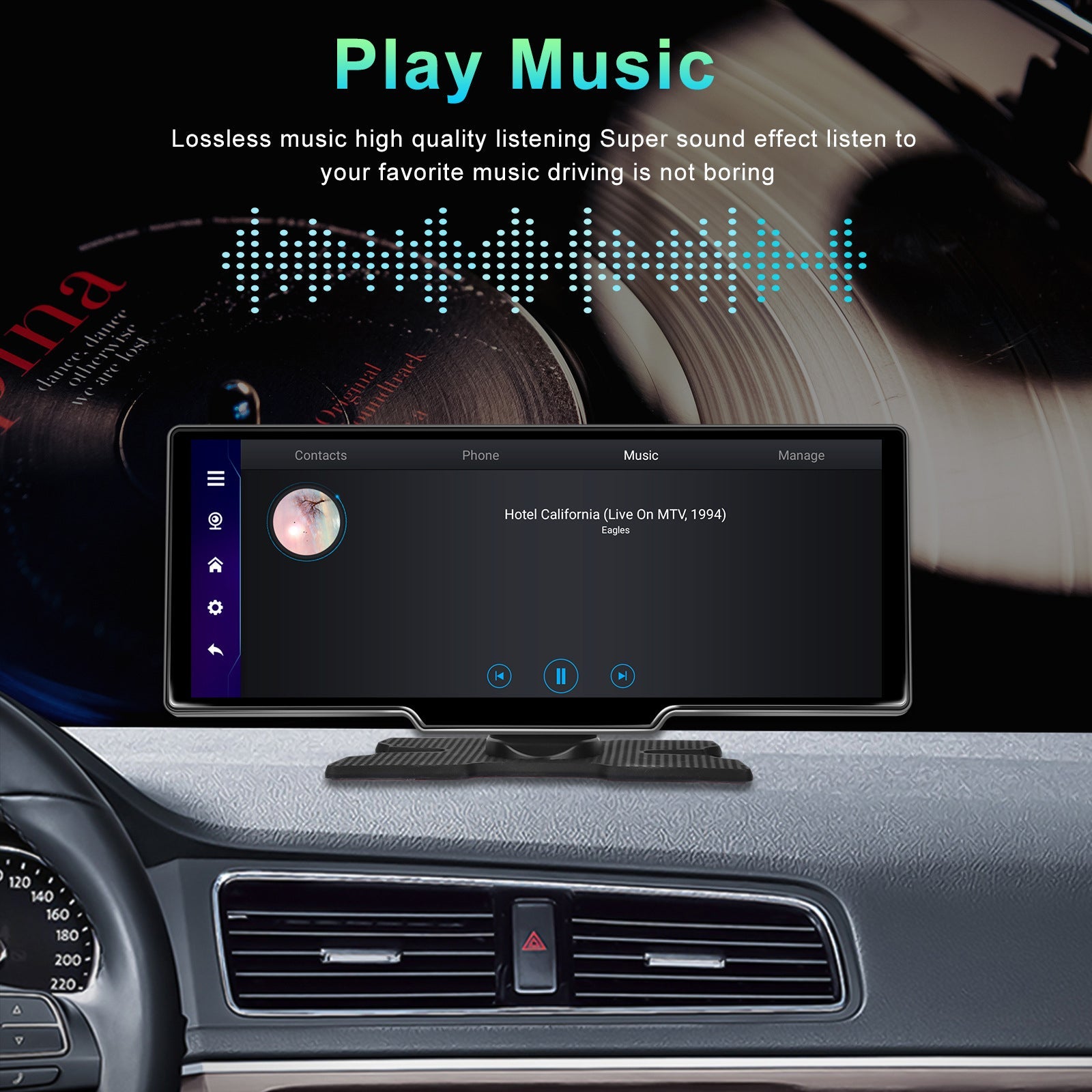 10,26"" Portable Bluetooth Navigation de voiture sans fil Carplay HD Grand écran tactile
