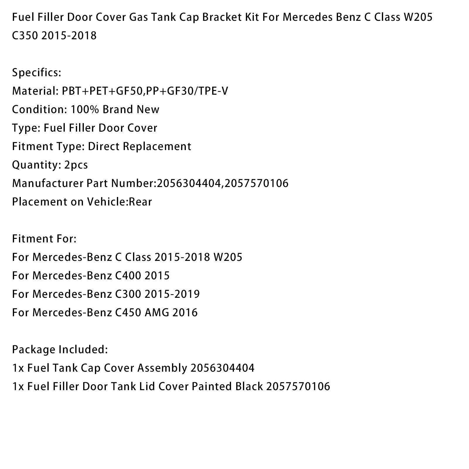 Kit de support de bouchon de réservoir d'essence peint pour Mercedes Benz W205 C350 2015-2018