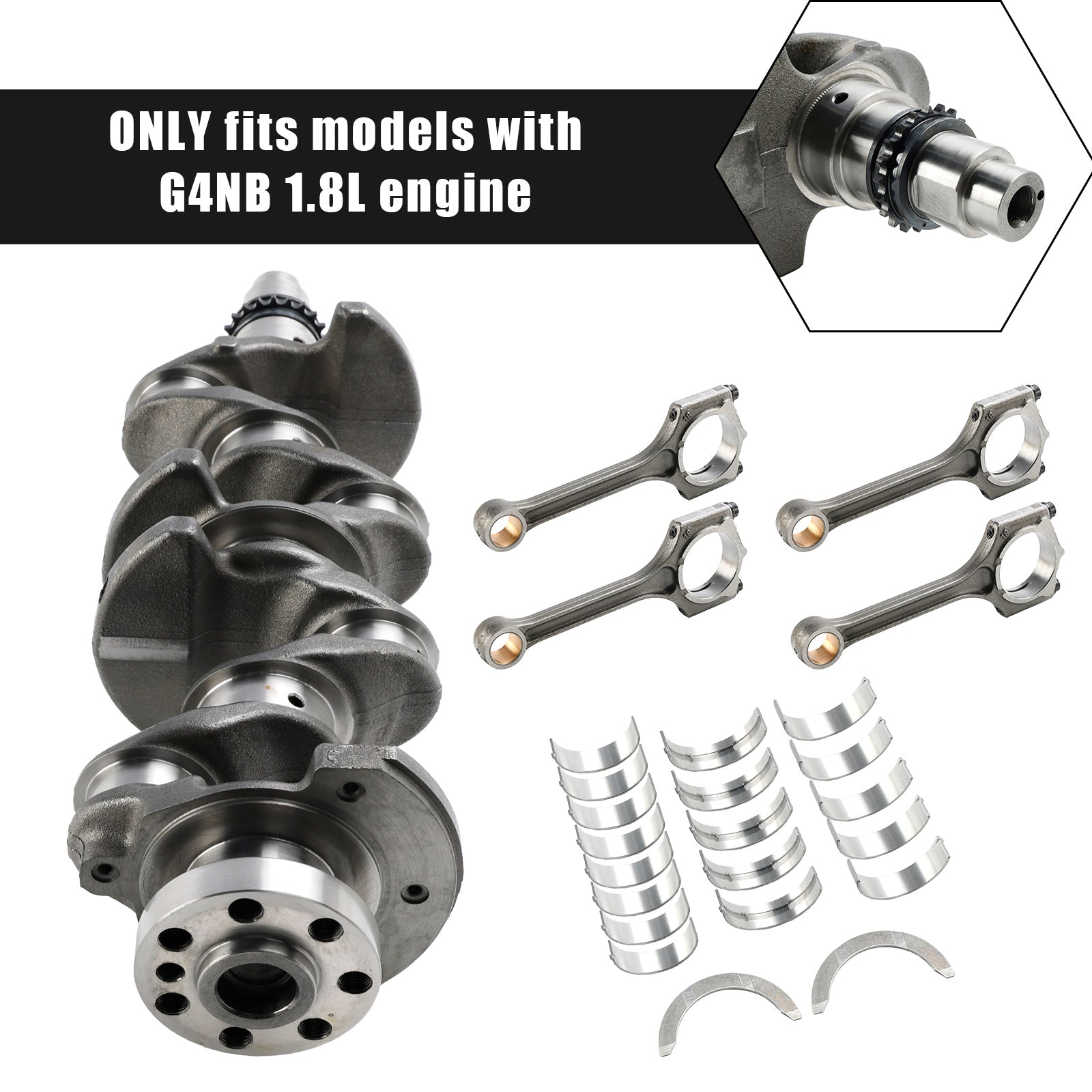 Krukas, drijfstangen en lagerconstructie voor 2014-2021 Kia K4 G4NB 1.8L motor 622V62EH00
