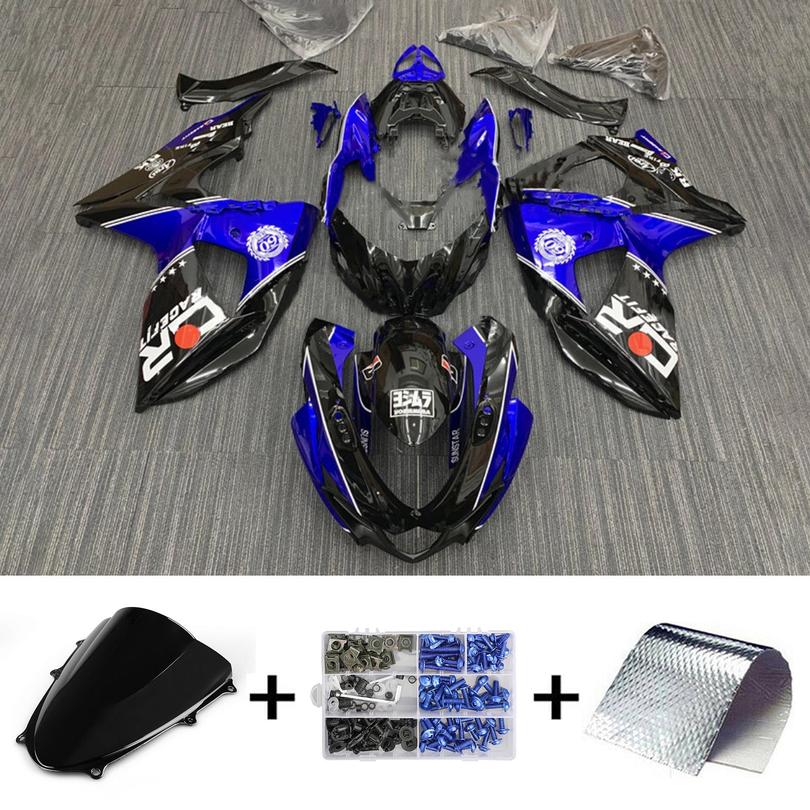 Amotopart Suzuki GSXR1000 2009-2016 K9 Kit de carenado de carrocería de plástico ABS