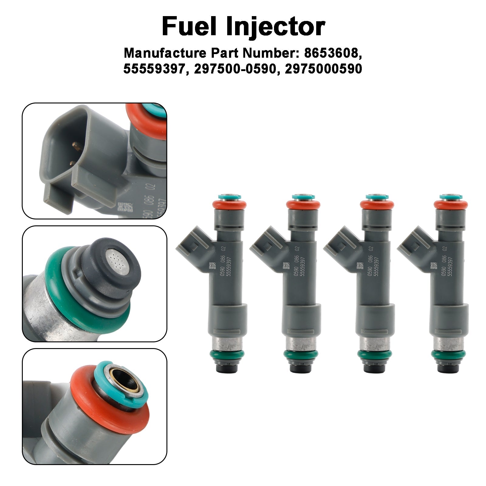 4-osainen polttoaineen injektori 55559397 Saab 9-3 2,0L Turbo 2007-2011 8653608