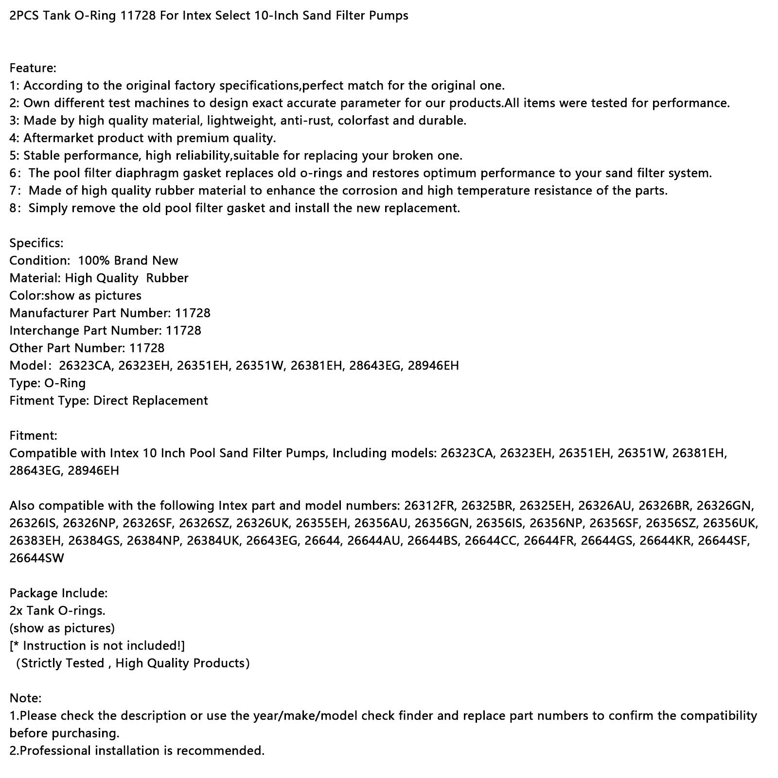 Joint torique de réservoir 2 pièces 11728 pour pompes à filtre à sable Intex Select 10 pouces