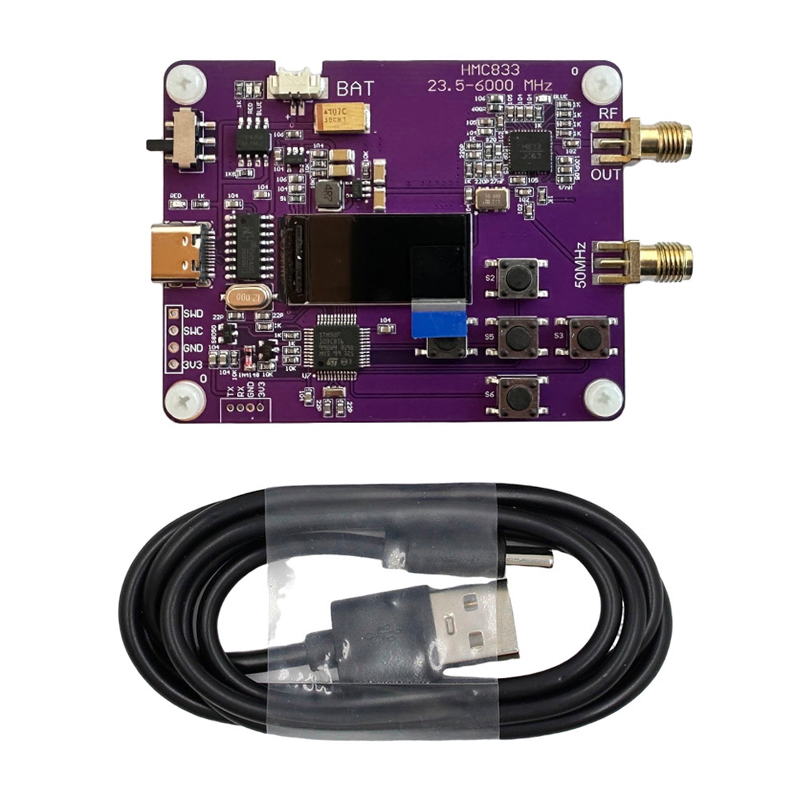 RF 6 GHz: n signaaligeneraattori, 23,5-6 000 MHz näppäimistö, OLED HMC833 -näyttö