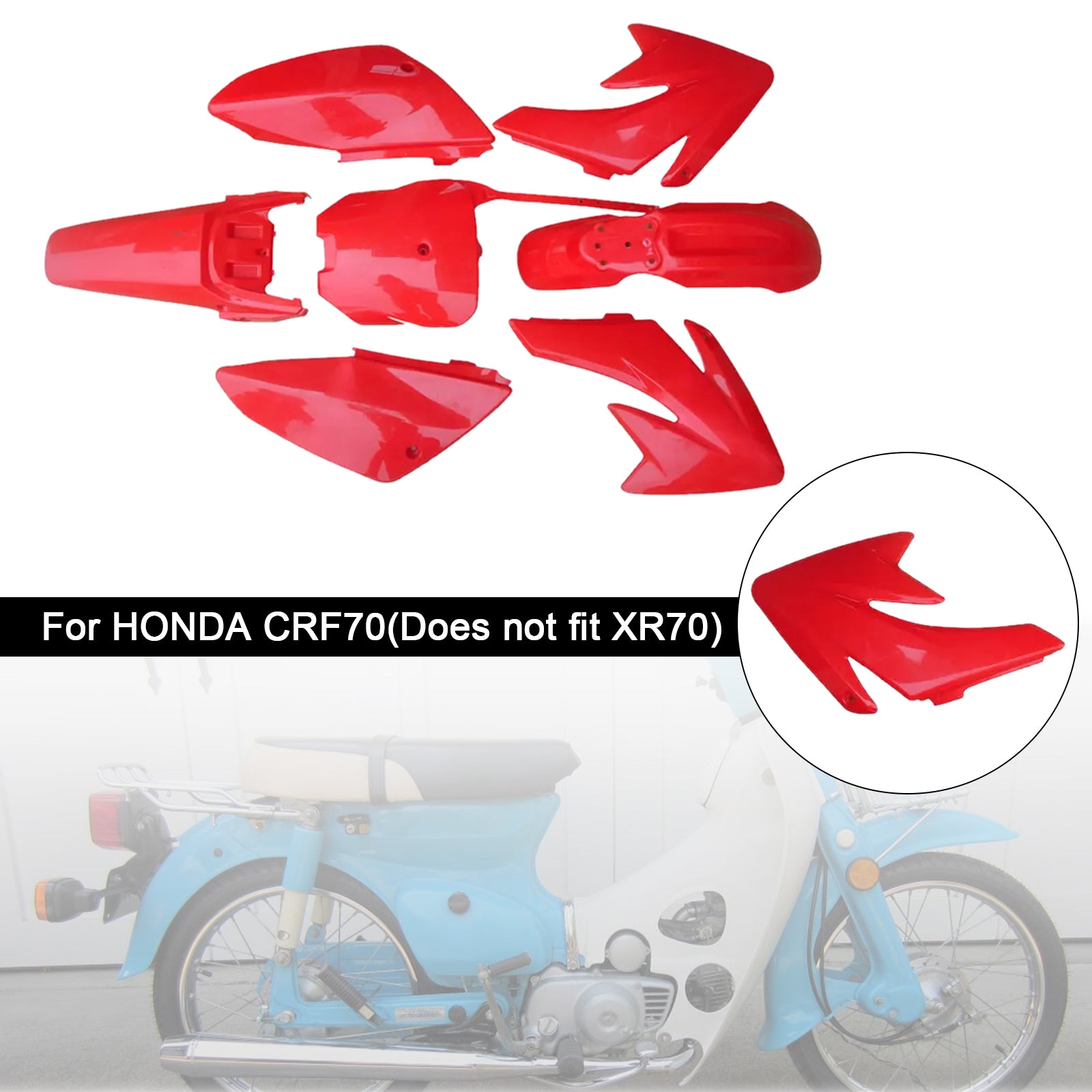 Kit carrosserie plastique et carénage garde-boue pour moto tout-terrain HONDA CRF70