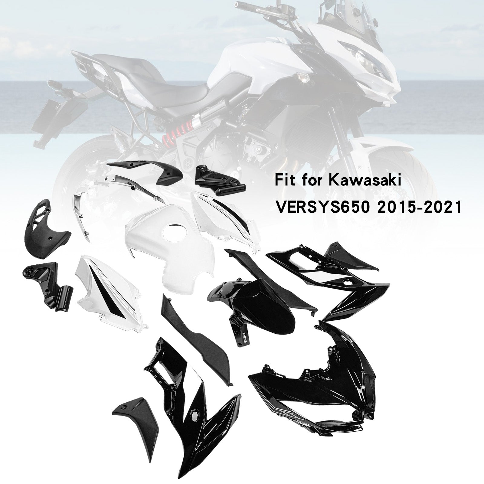 Carénage de carrosserie en plastique ABS d'injection adapté à Kawasaki VERSYS650 2015-2021 01#