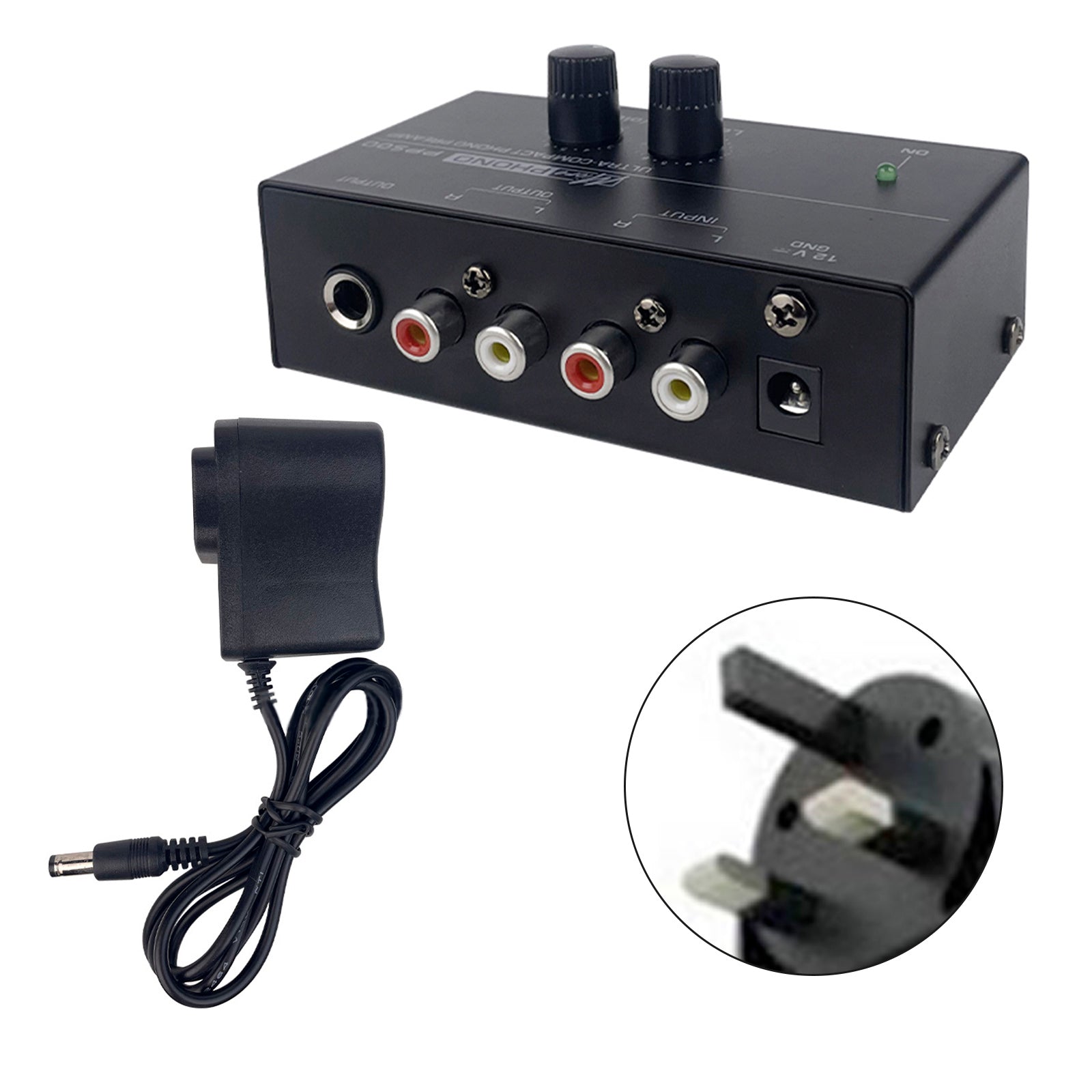 Preamplificador de fono PP500, control de volumen y nivel de 12 V para tocadiscos de vinilo LP