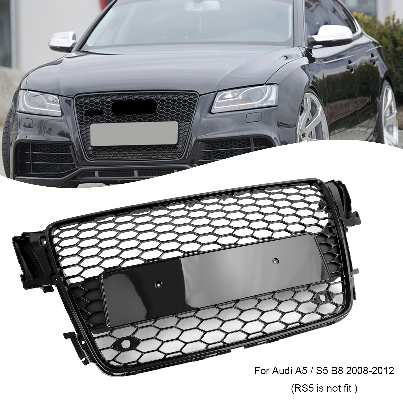 2008-2012 AUDI A5 S5 B8 RS5 Style Hood Henycomb Sport mesh Grill Grille