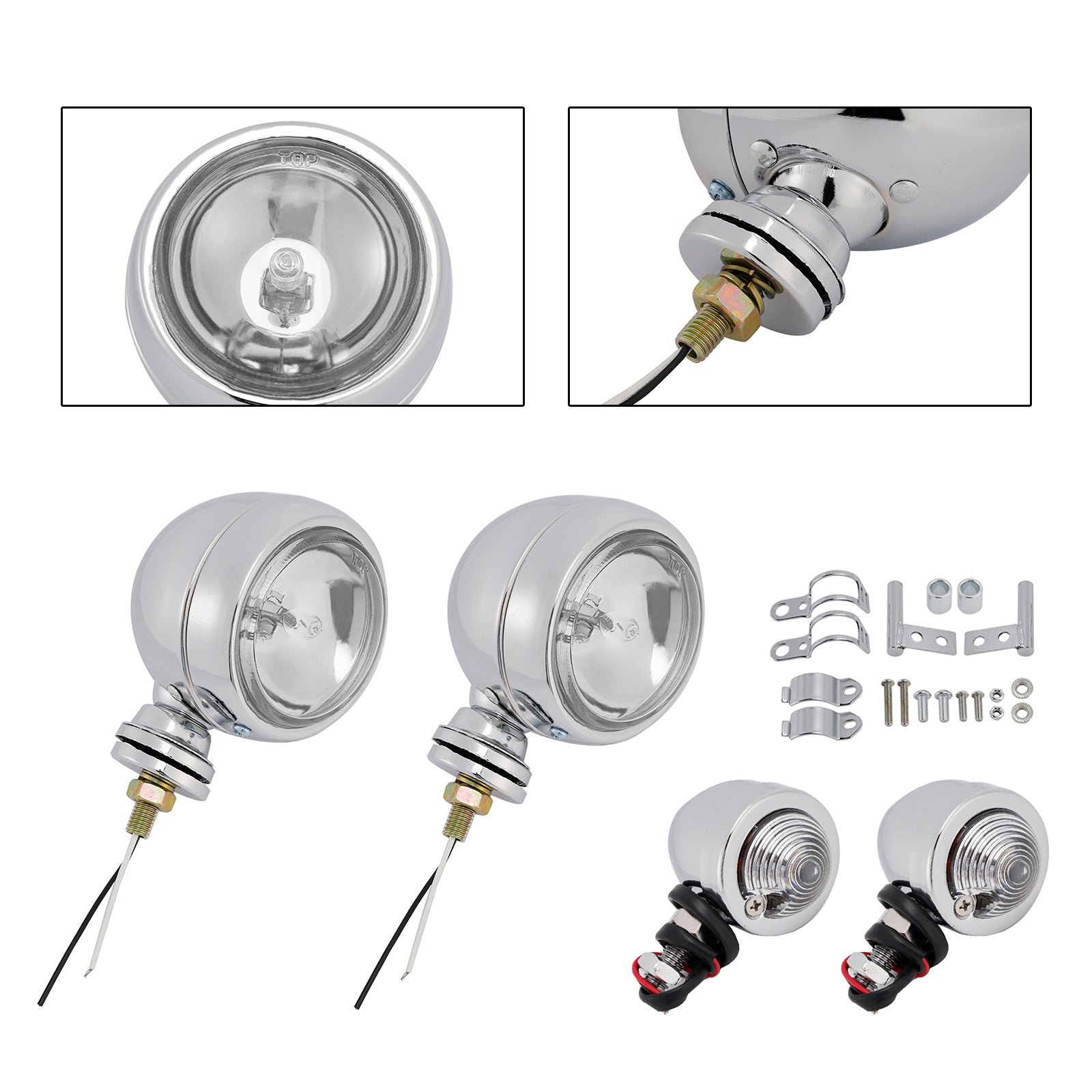 Gepersonaliseerd verchroomd chroom mistlicht, compatibel met racer-, bobber- en chopper -modellen, N ° D19