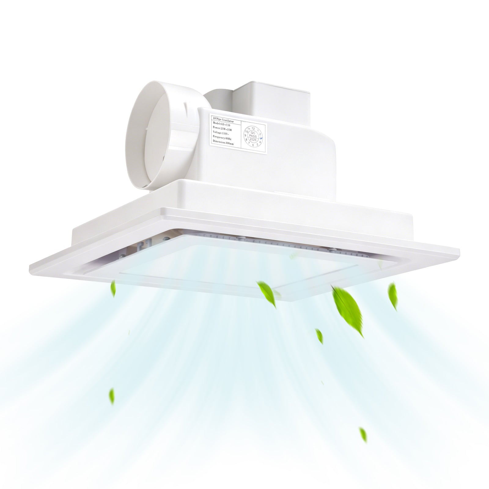 Ventilateur d'extraction 100 CFM 10" 1 5 sones Faible bruit avec lumière