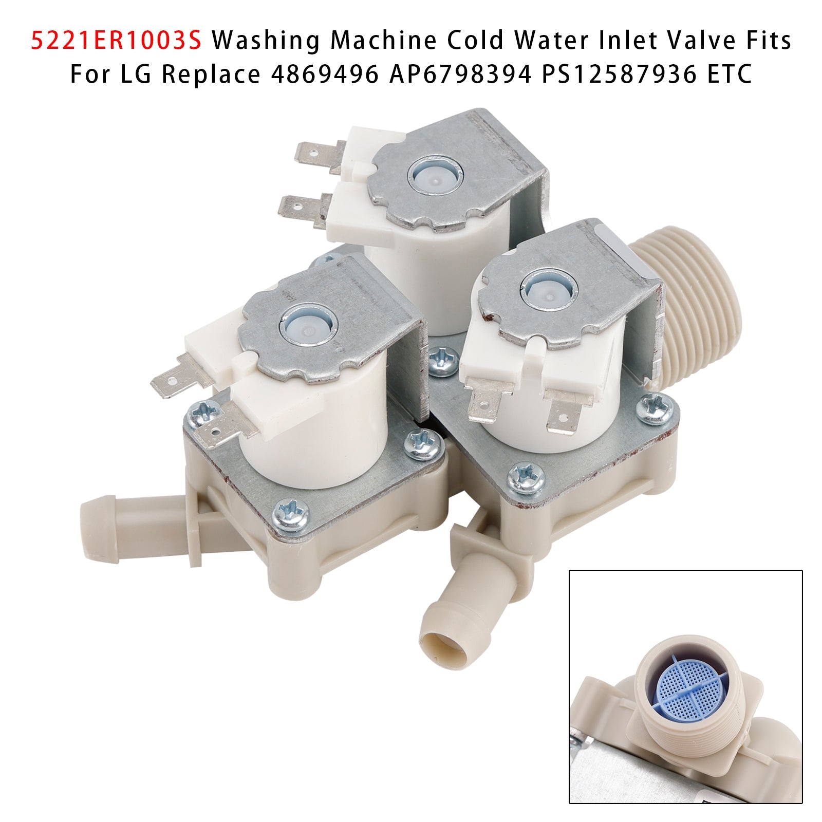 Vanne d'arrivée d'eau froide pour lave-linge LG 5221ER1003S 4869496 AP6798394