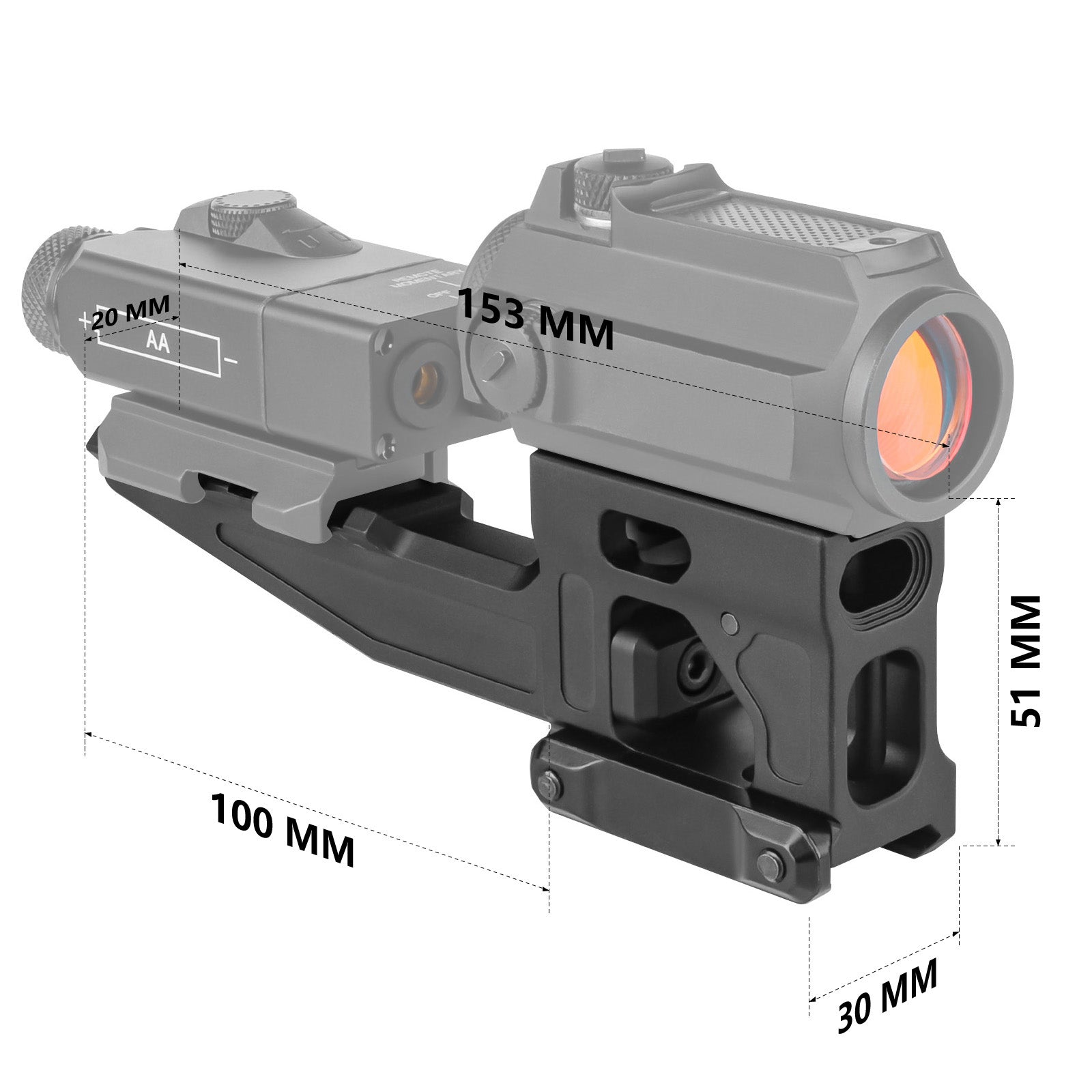 Support tactique rapide point rouge pour Rail Picatinny 20mm