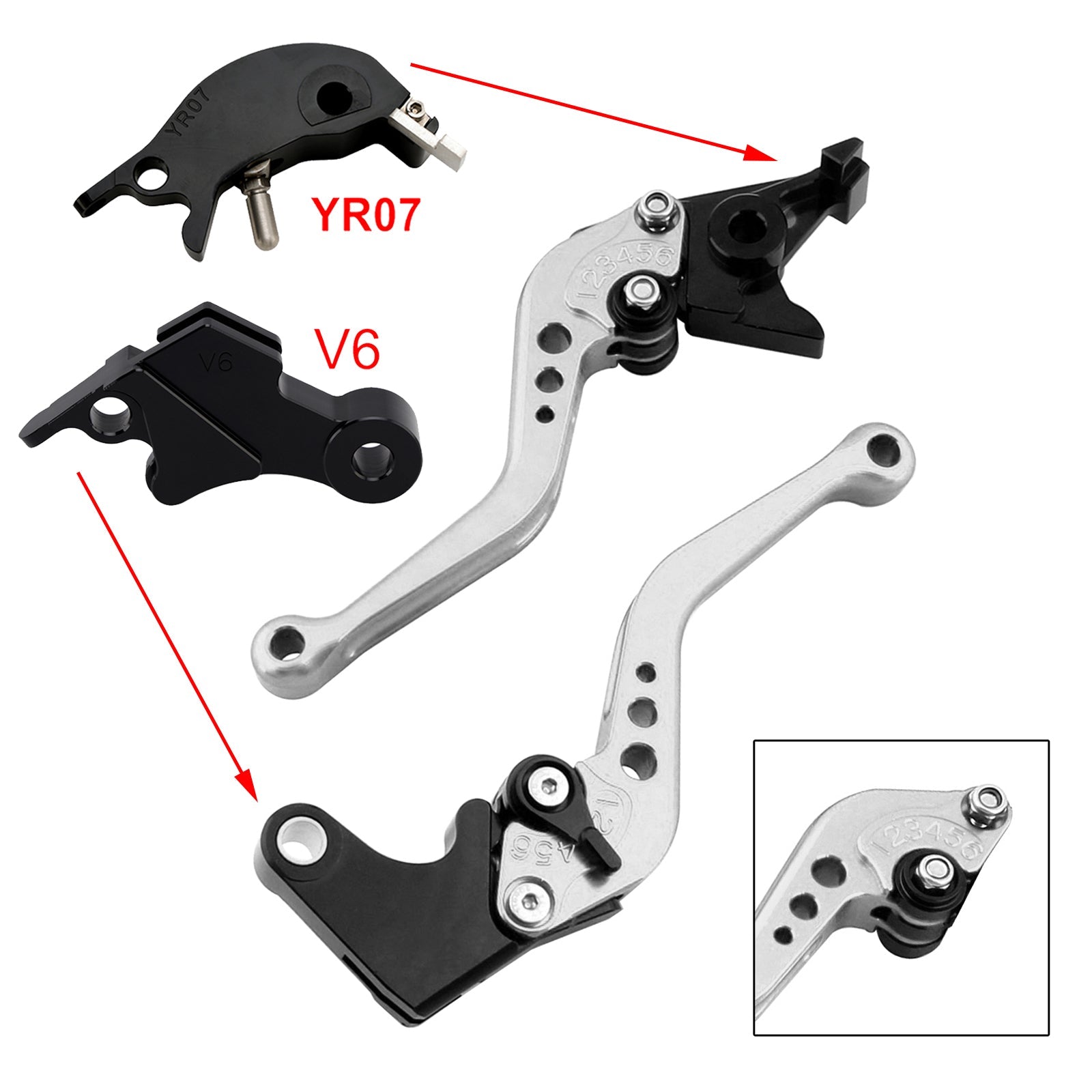 Nouveau levier de frein et d'embrayage court compatible avec YAMAHA XSR900 XSR900GP MT-09 MT-09SP 24-25