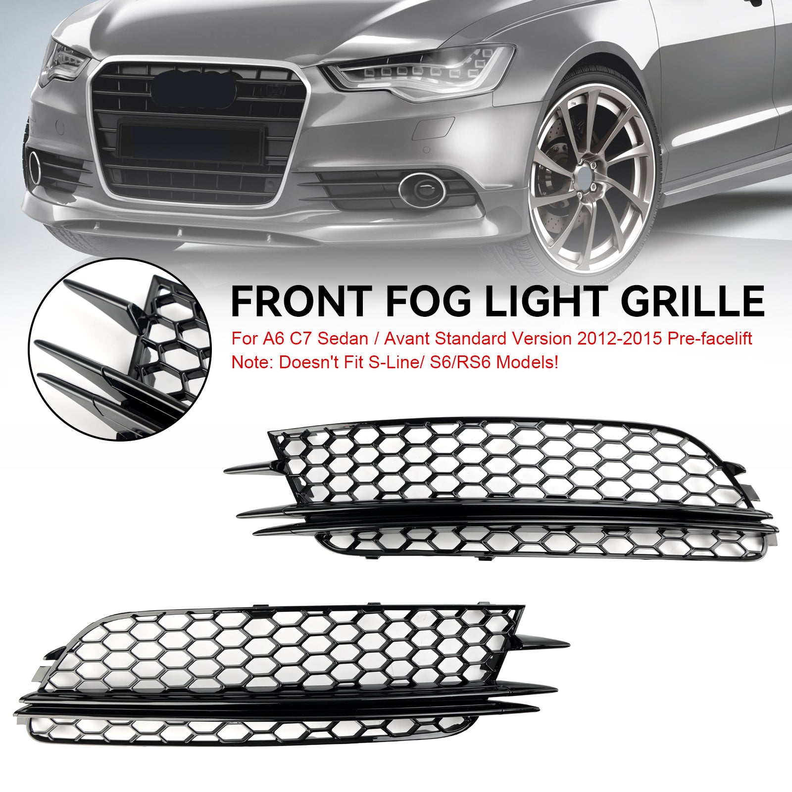 2PCS sprednja svetilka meglenke Ogr za odbijače za Audi A6 4G C7 2012-2015