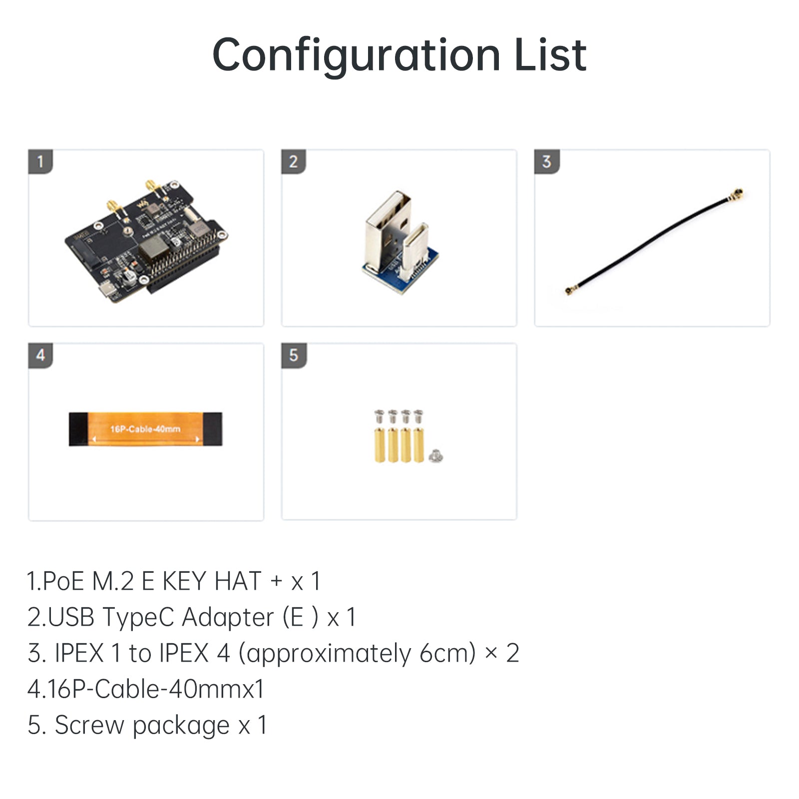 Adapterkaart d'PoE Ethernet-voeding voor Raspberry Pi 5 PCIe naar M.2 E-sleutel