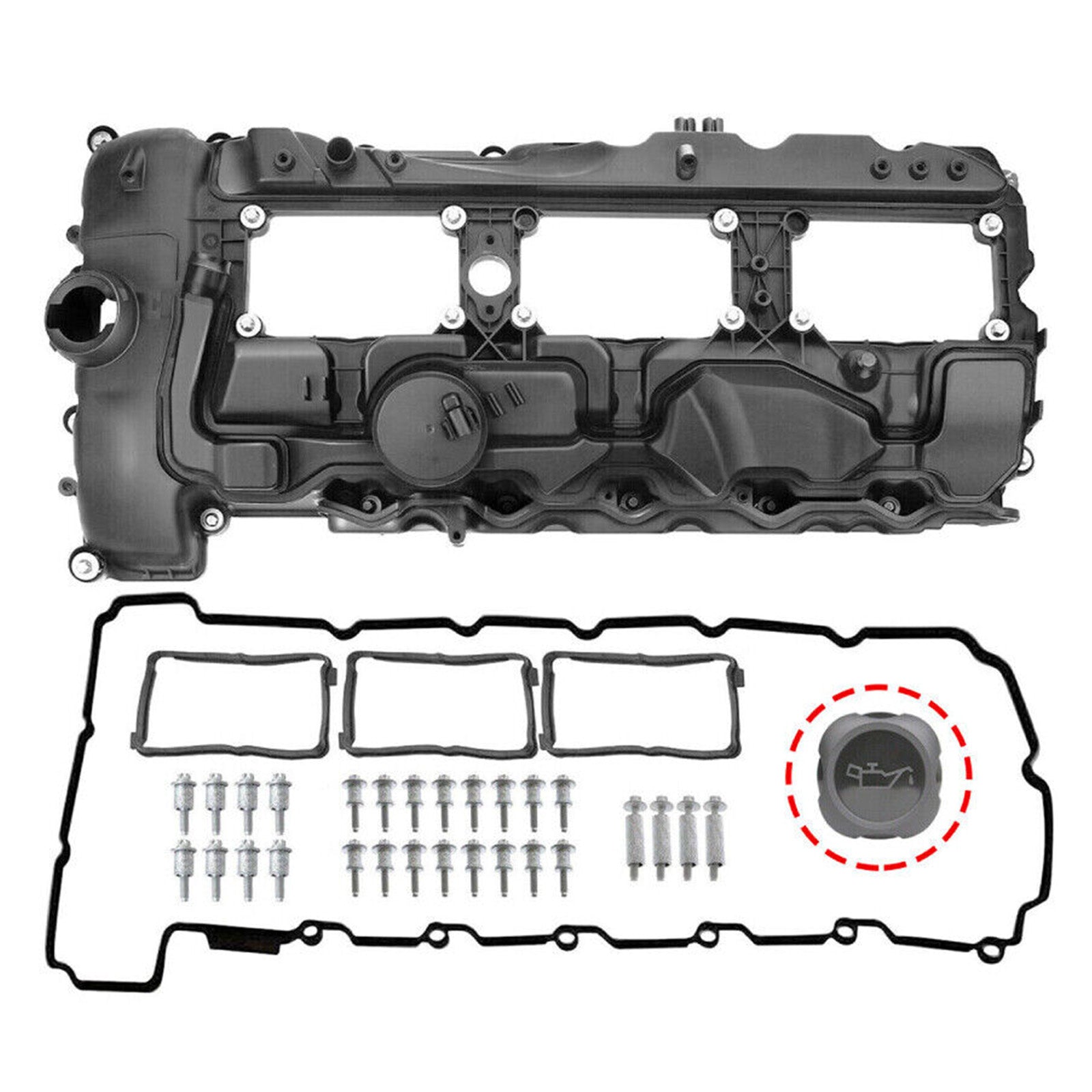 2011-2013 BMW E70 X5 xDrive 35i 3.0T Couvercle de valve avec joint + capuchon 11127570292