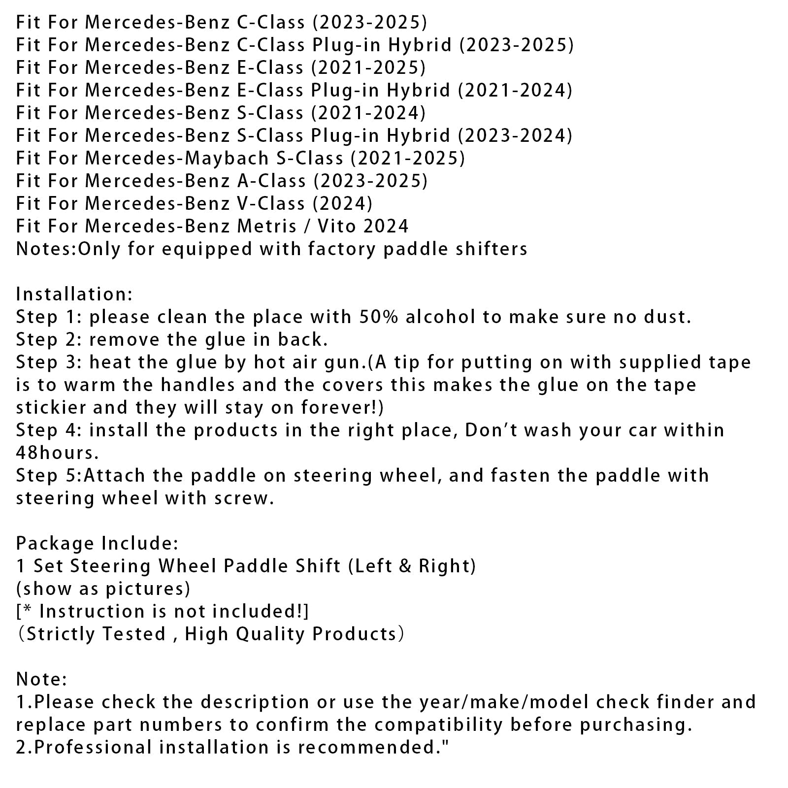 Extension de palettes de changement de vitesse au volant en aluminium pour Benz AC GLE 2022 et plus