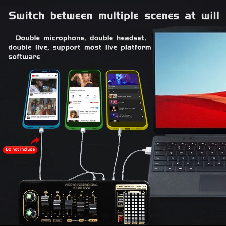 Set V10 Live Live Microphone M800 Karaoké Mobile Capper Microphone Set of Live Tik Tok Oprema v živo opremo