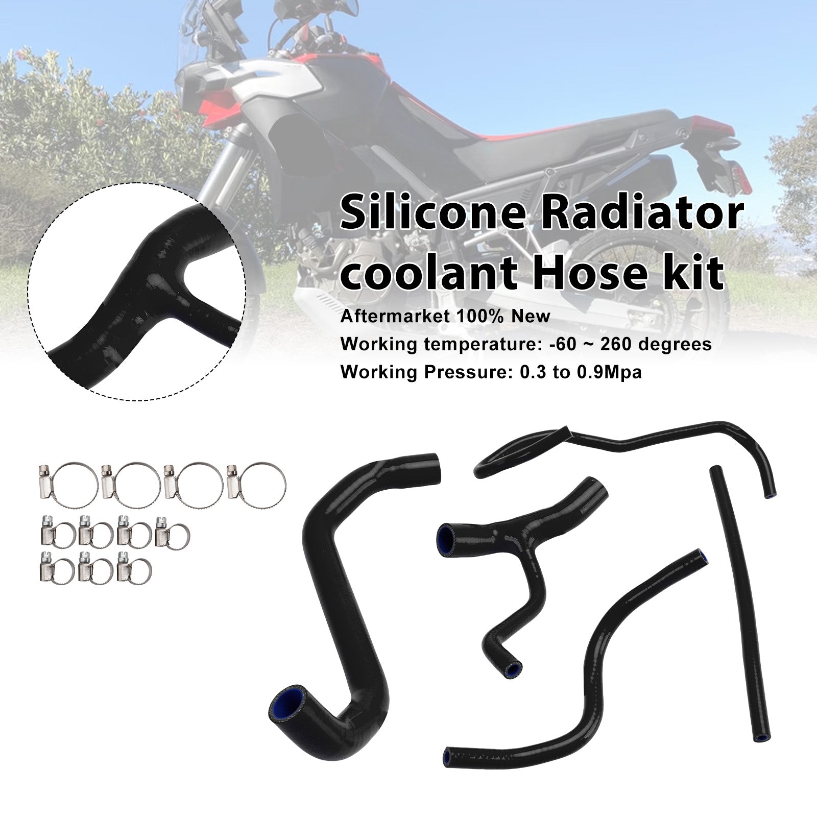 Durite de refroidissement en silicone pour radiateur Aprilia Tuareg 660 (2022-2025)