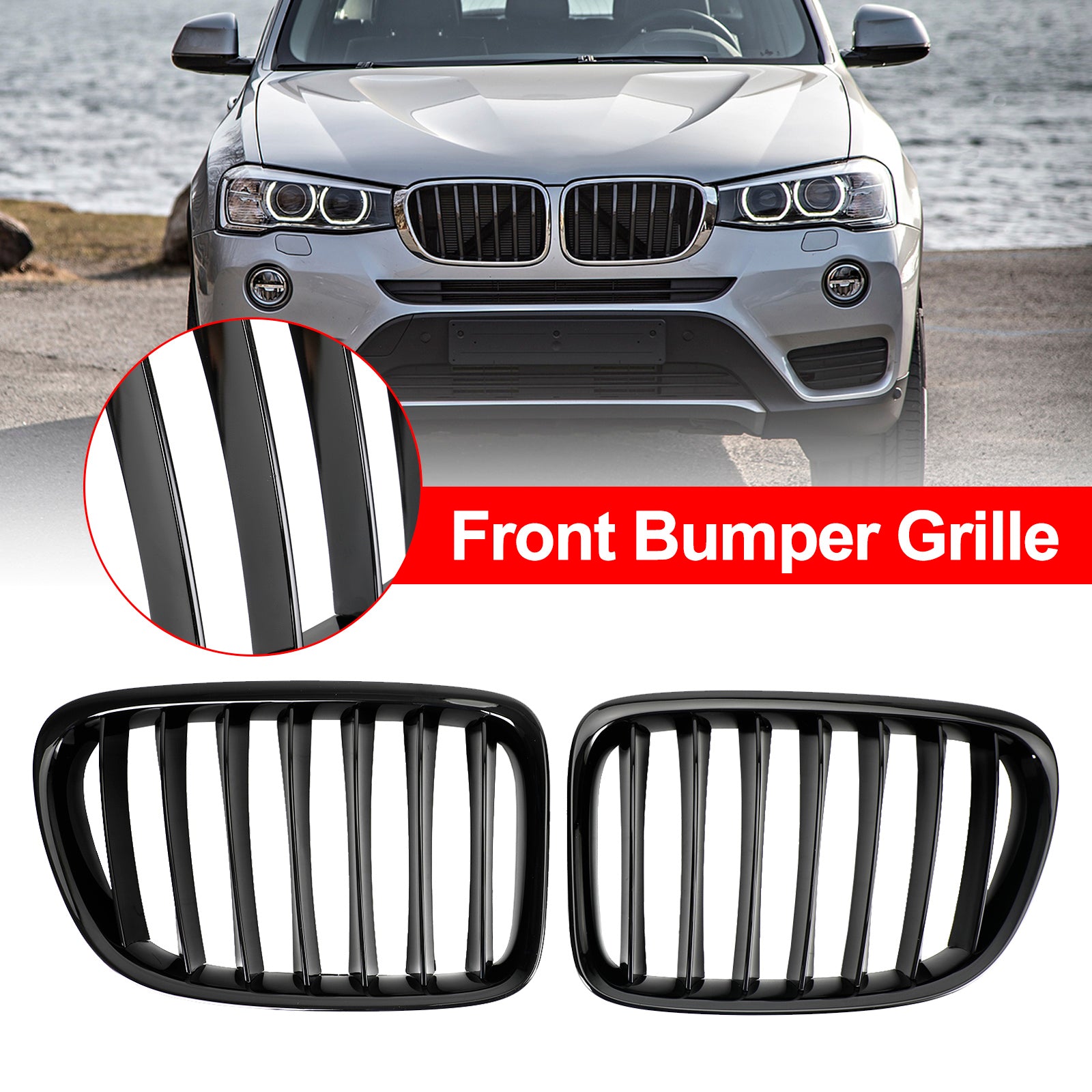 Gloss Black Front Hood Kidney Grill Grille pour BMW X1 E84 2009-2014 SUV