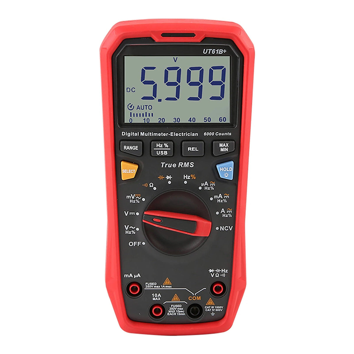 UT61B+ digitale multimeter: AC/DC-spannings-, stroom-, weerstands- en capaciteitstester